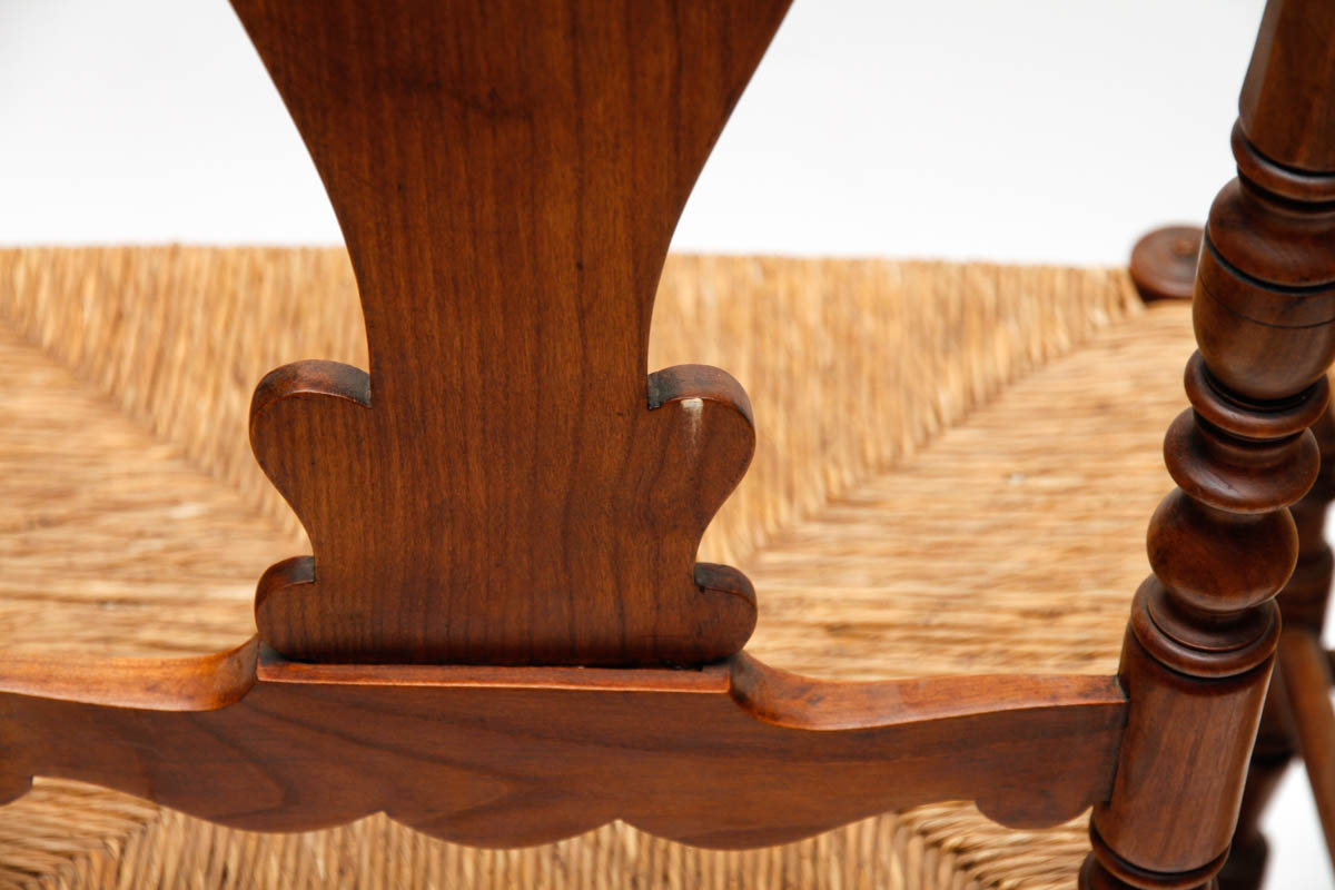 Six Queen Anne-Inspired Rush Seat Chairs