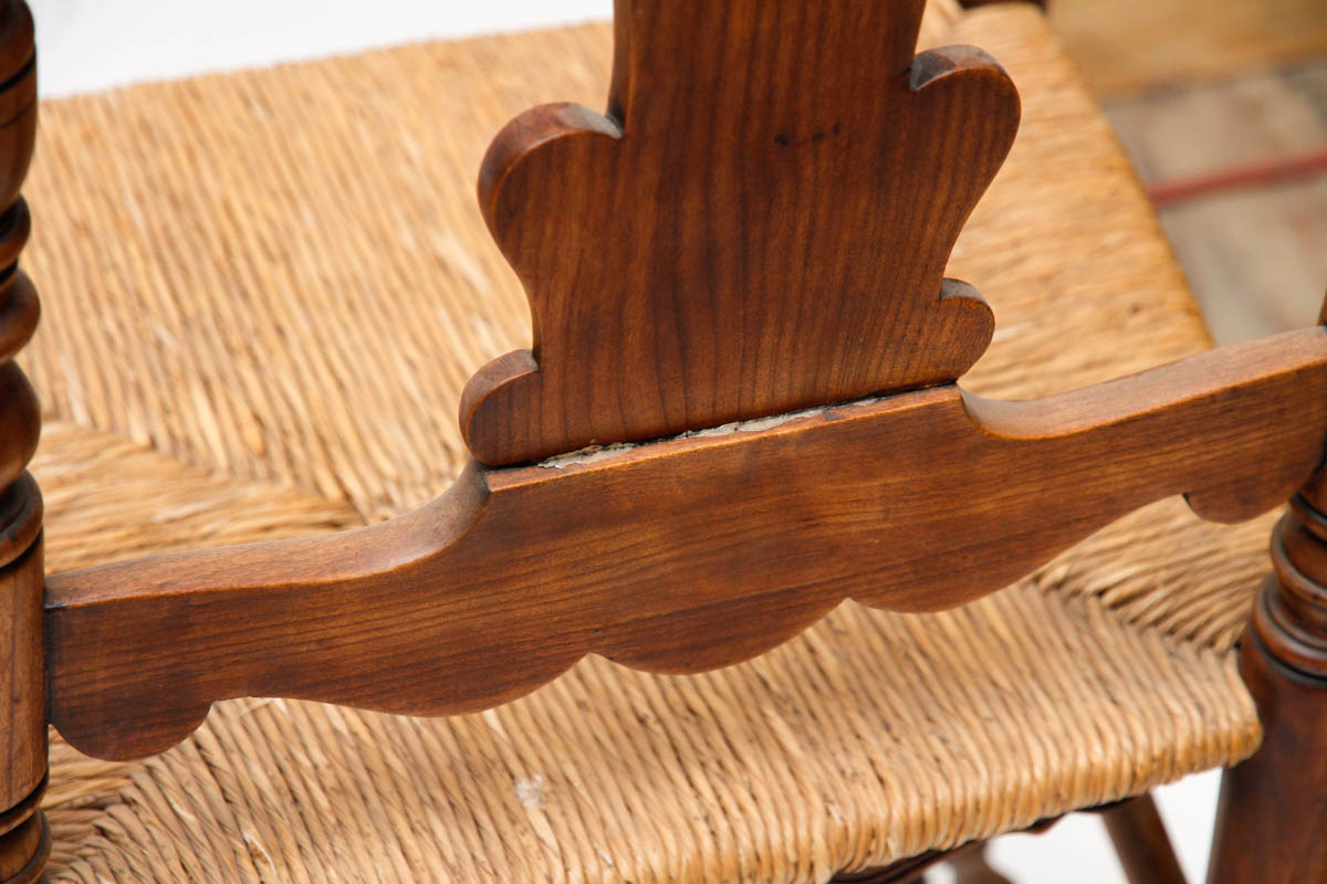 Six Queen Anne-Inspired Rush Seat Chairs