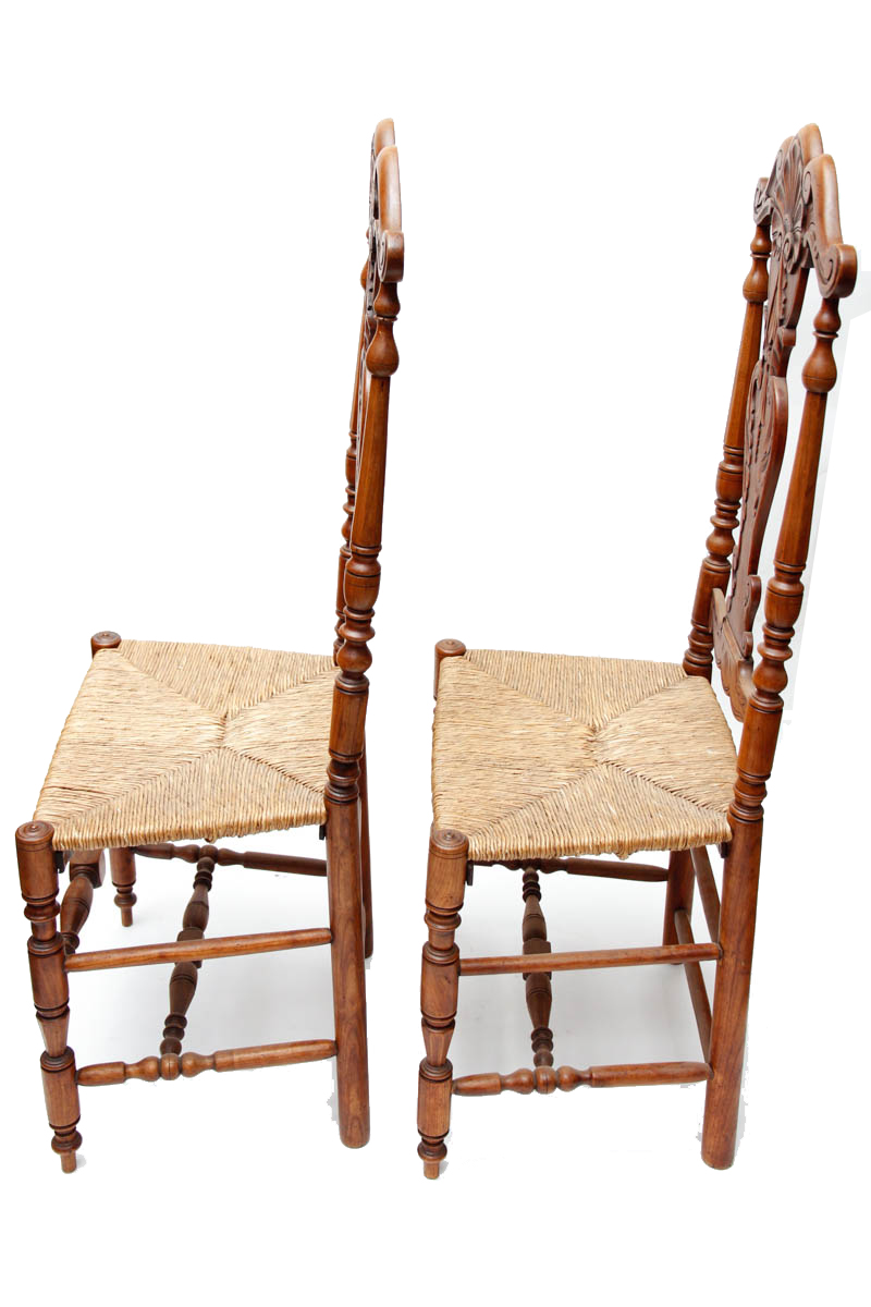 Six Queen Anne-Inspired Rush Seat Chairs