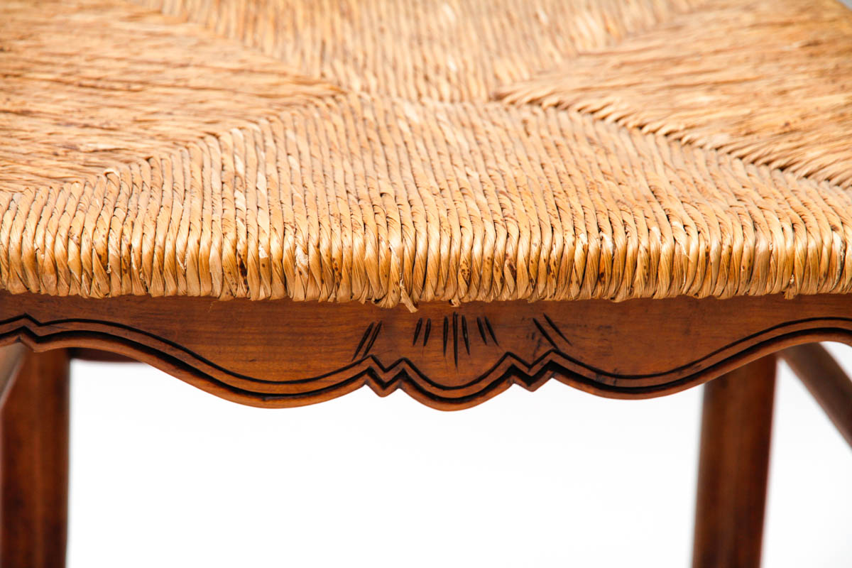 Six Queen Anne-Inspired Rush Seat Chairs