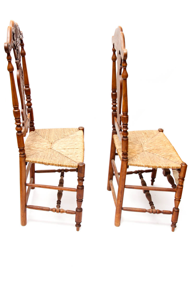 Six Queen Anne-Inspired Rush Seat Chairs