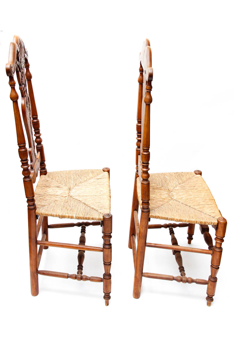 Six Queen Anne-Inspired Rush Seat Chairs