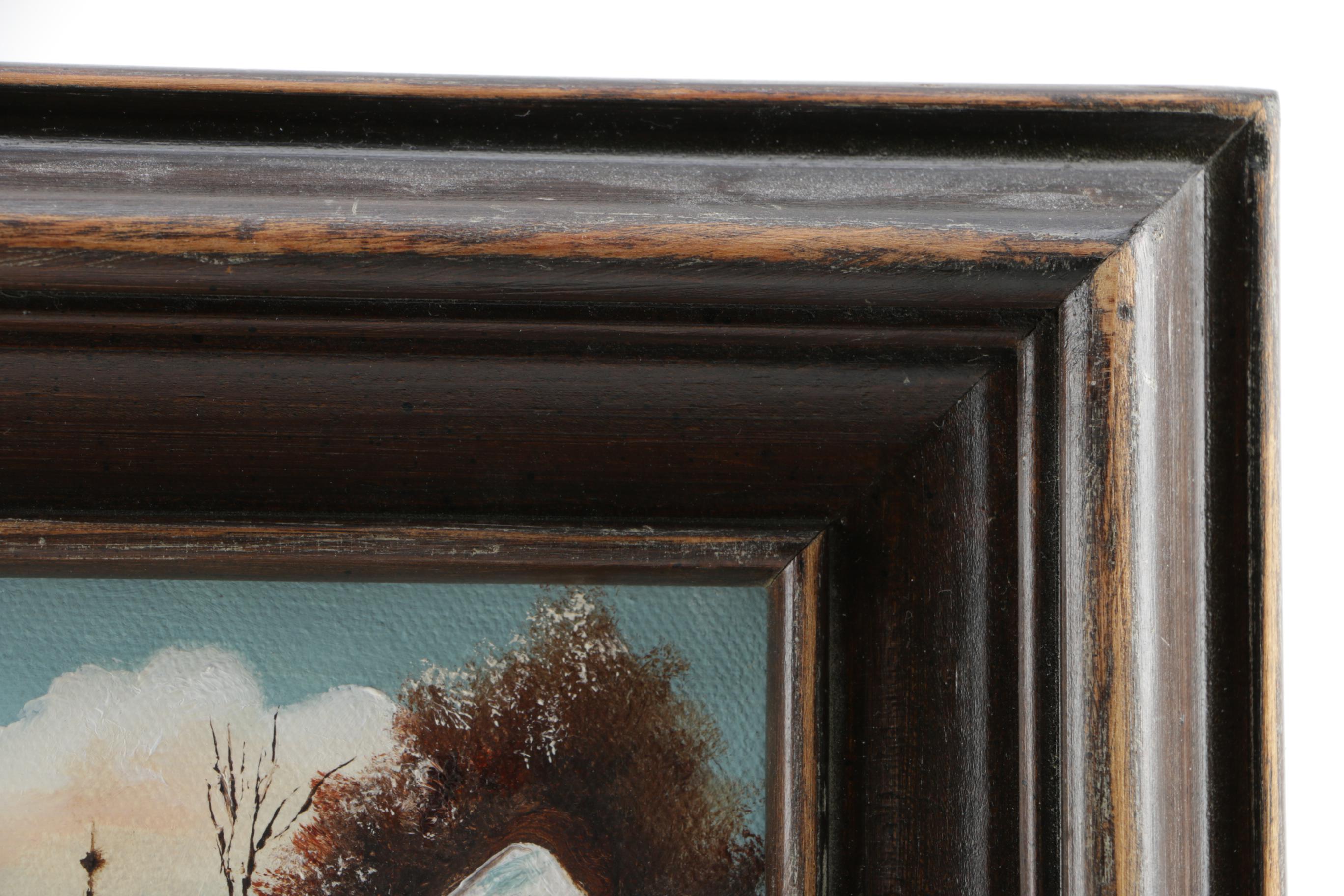 Wegner Oil Painting on Canvas of Barn in WInter