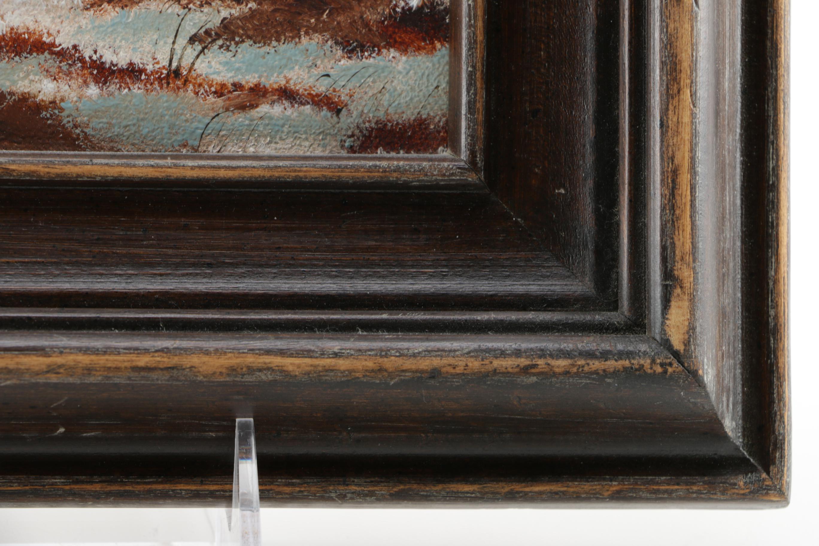 Wegner Oil Painting on Canvas of Barn in WInter