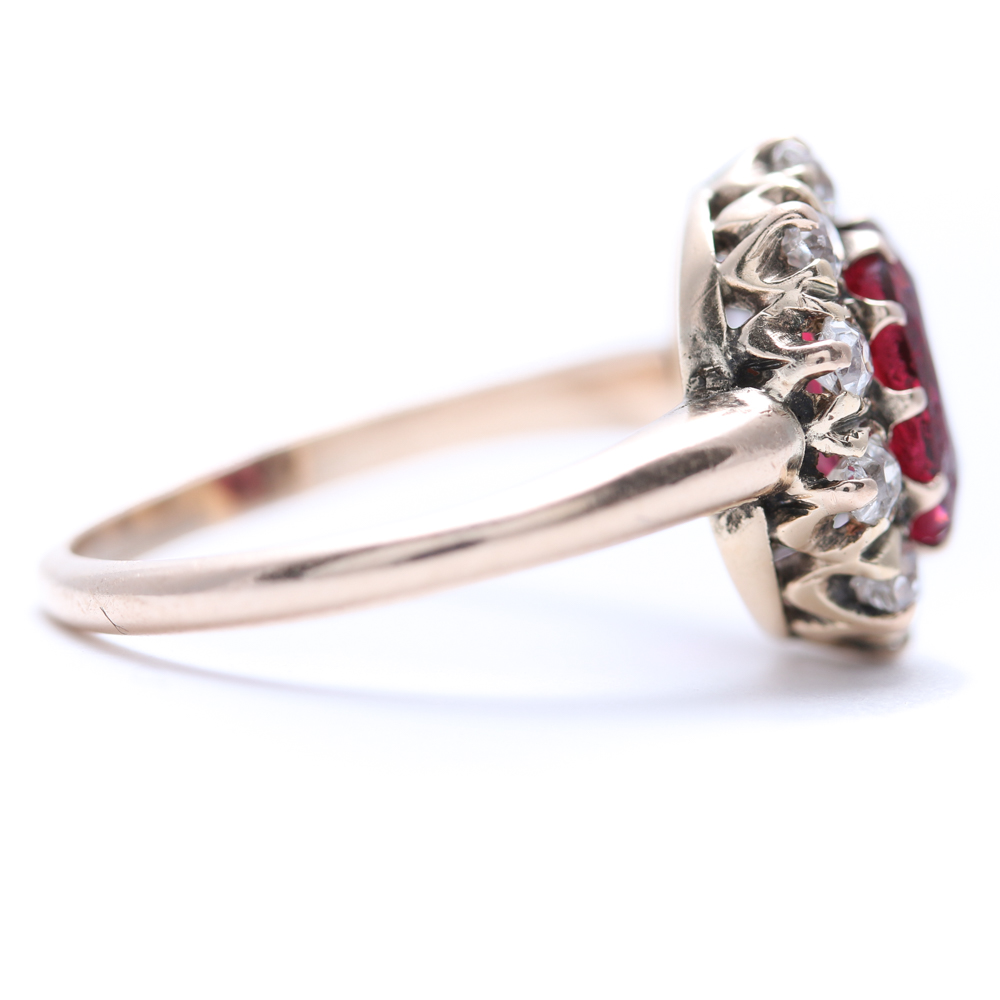 10K Yellow Gold Garnet and Diamond Ring