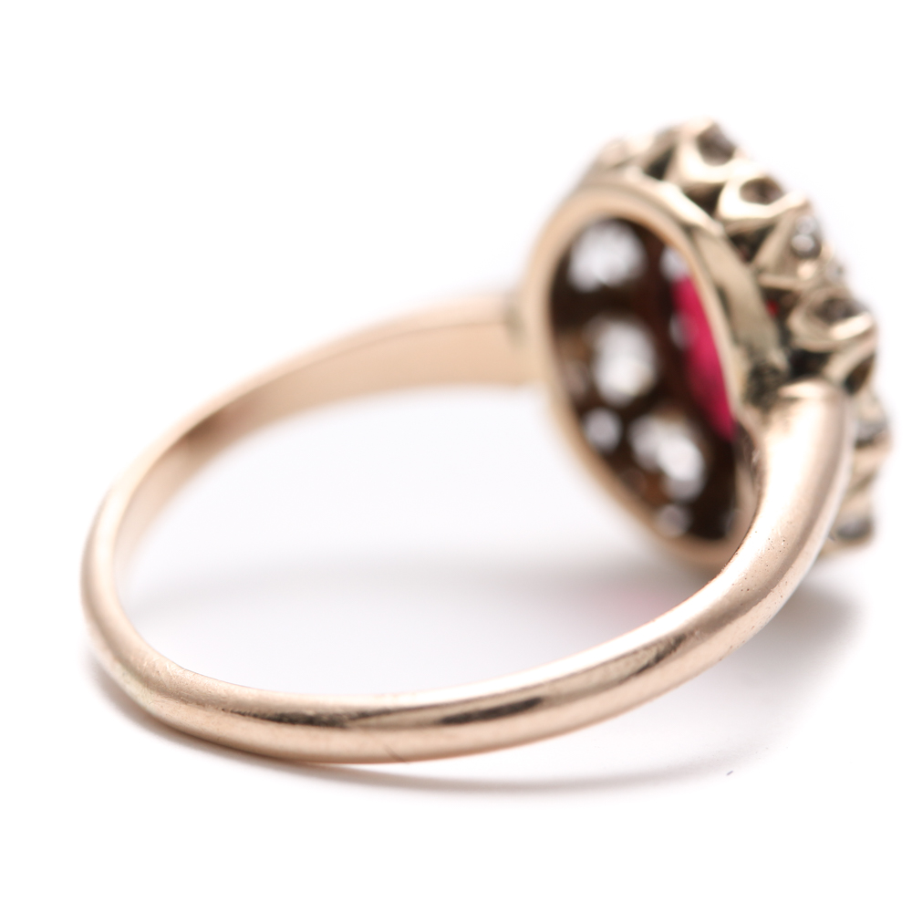 10K Yellow Gold Garnet and Diamond Ring