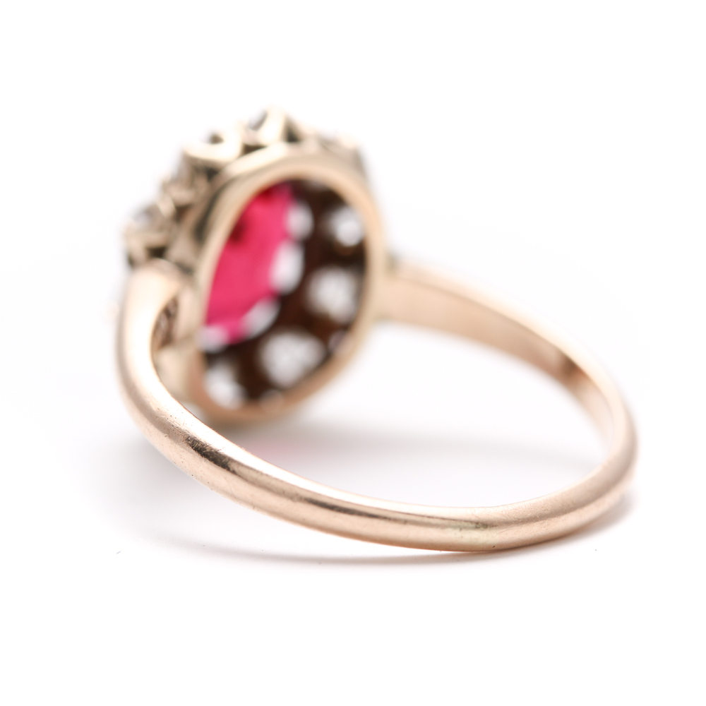 10K Yellow Gold Garnet and Diamond Ring