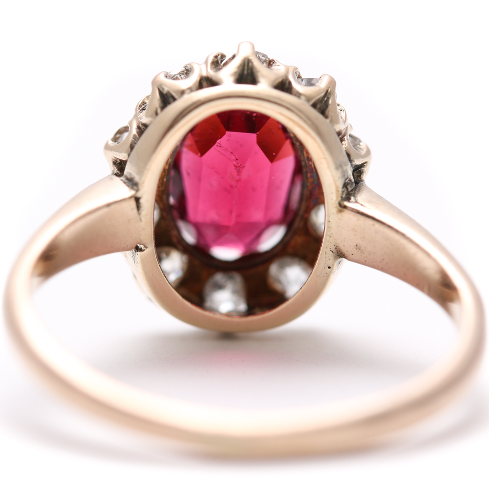10K Yellow Gold Garnet and Diamond Ring
