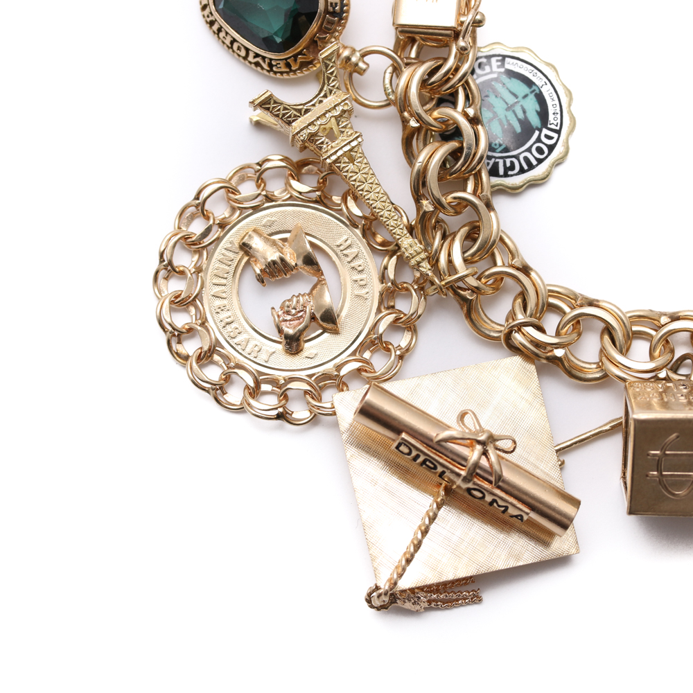 Gold and Gold Filled Charm Bracelet