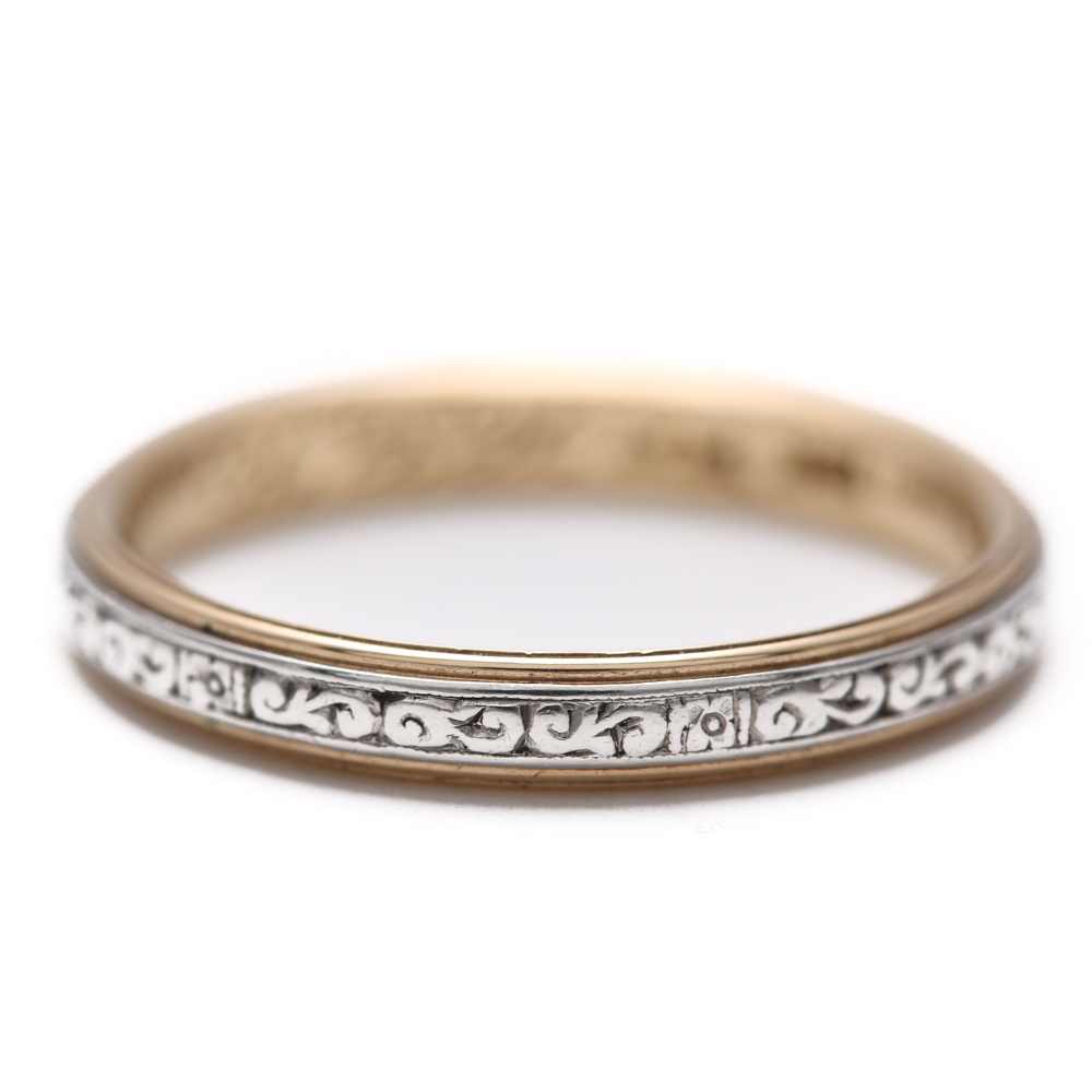 18K Yellow Gold and Platinum Wedding Band
