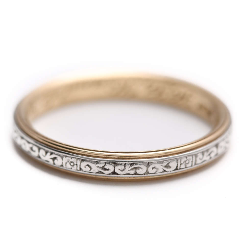 18K Yellow Gold and Platinum Wedding Band