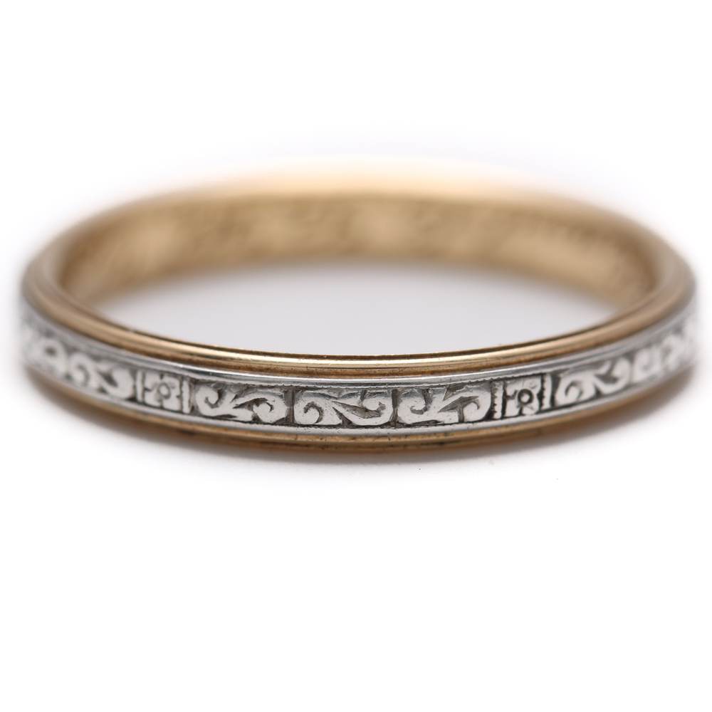 18K Yellow Gold and Platinum Wedding Band