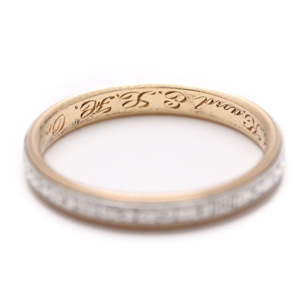 18K Yellow Gold and Platinum Wedding Band