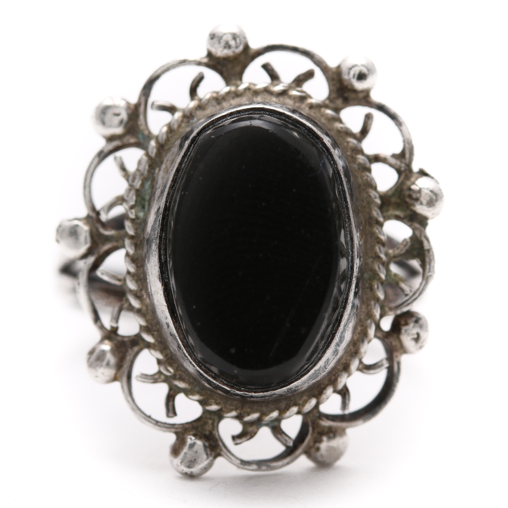 Sterling Silver Jewelry Pieces With Black Onyx and Carnelian Calcite