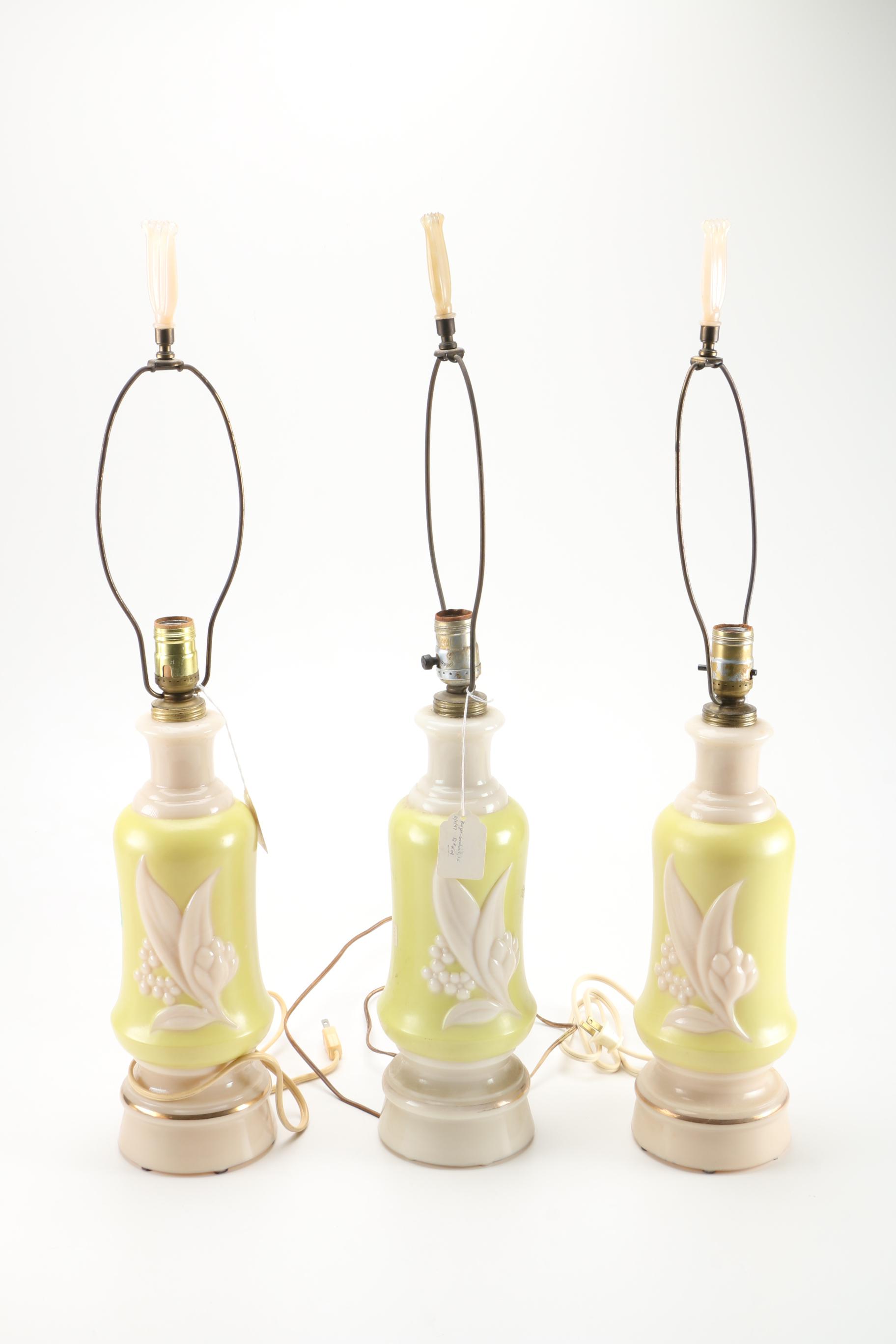 Circa 1940 Aladdin Alacite Glass Table Lamps