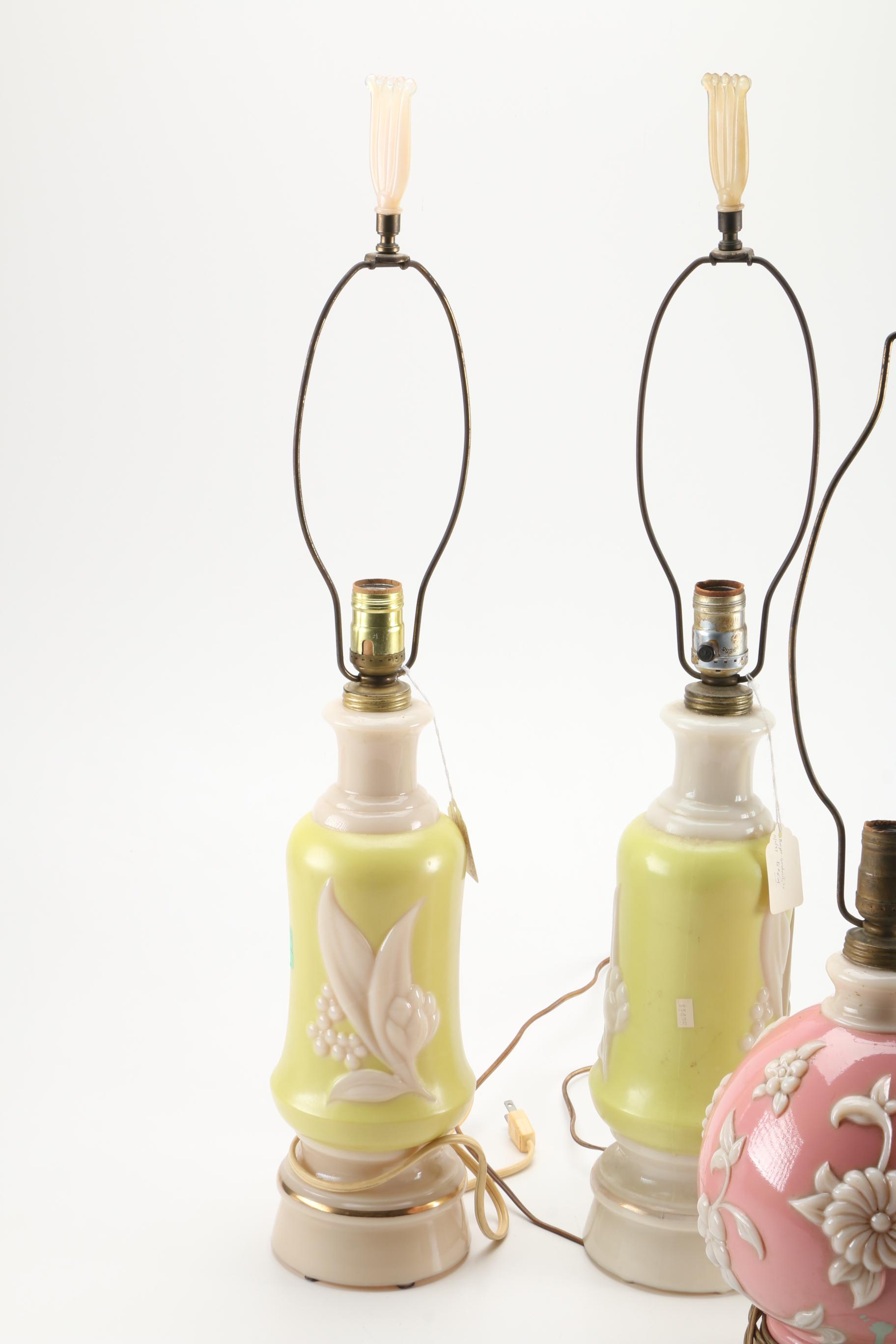 Circa 1940 Aladdin Alacite Glass Table Lamps