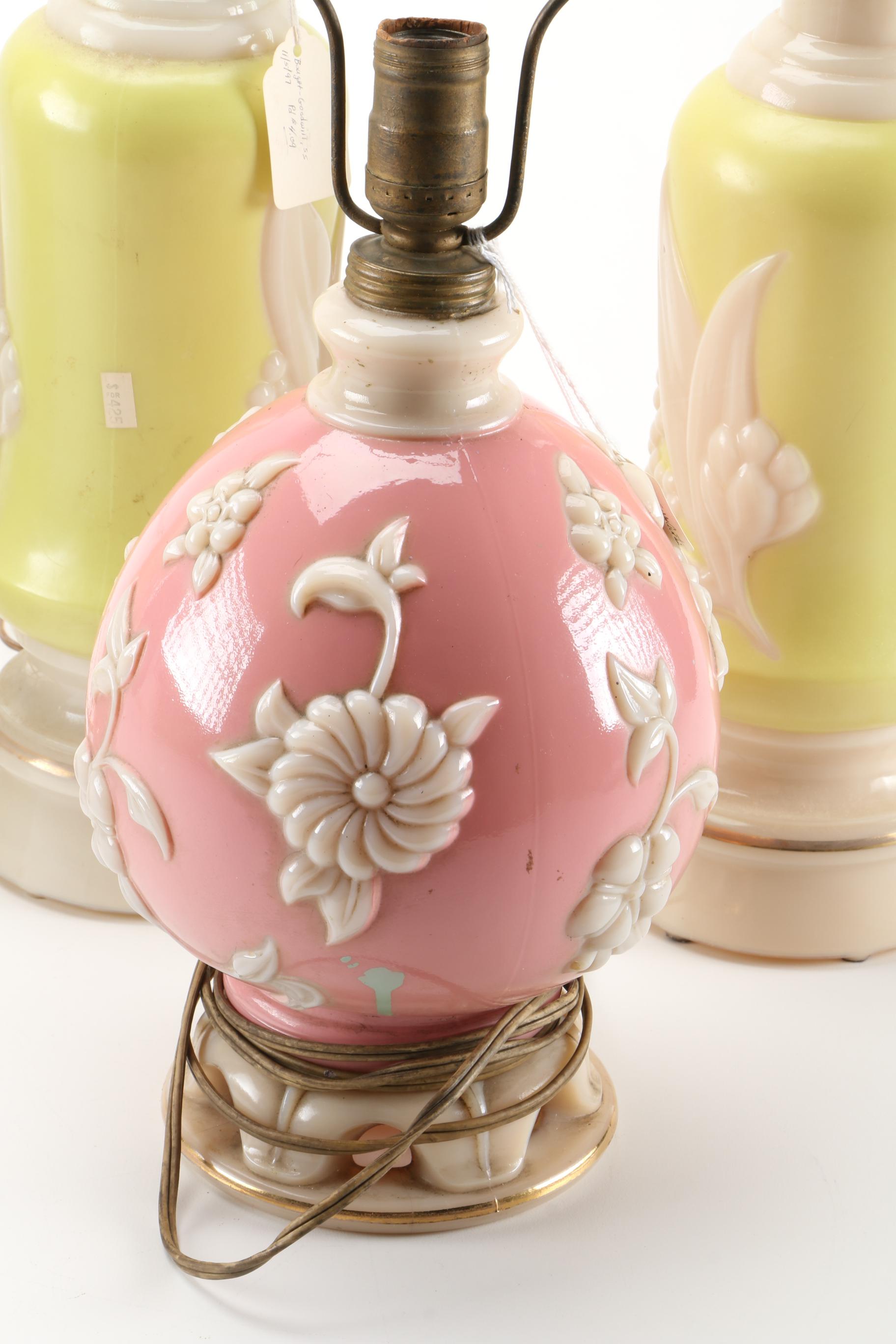 Circa 1940 Aladdin Alacite Glass Table Lamps