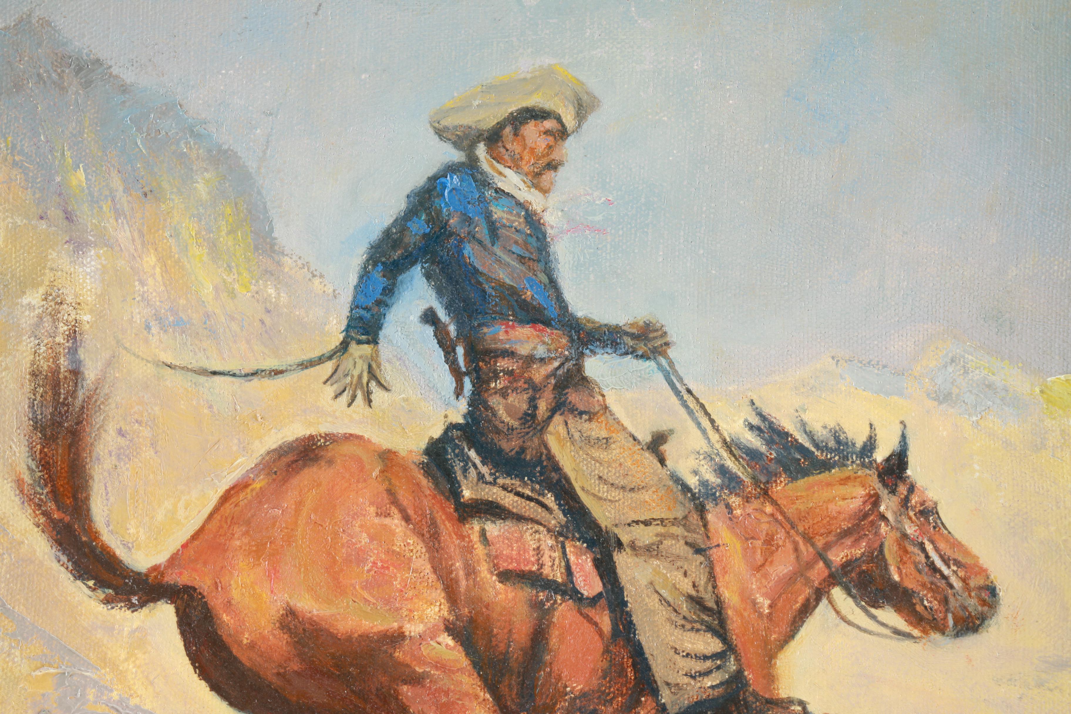 Steiner Oil Painting on Canvas After Frederic Remington "The Cowboy"