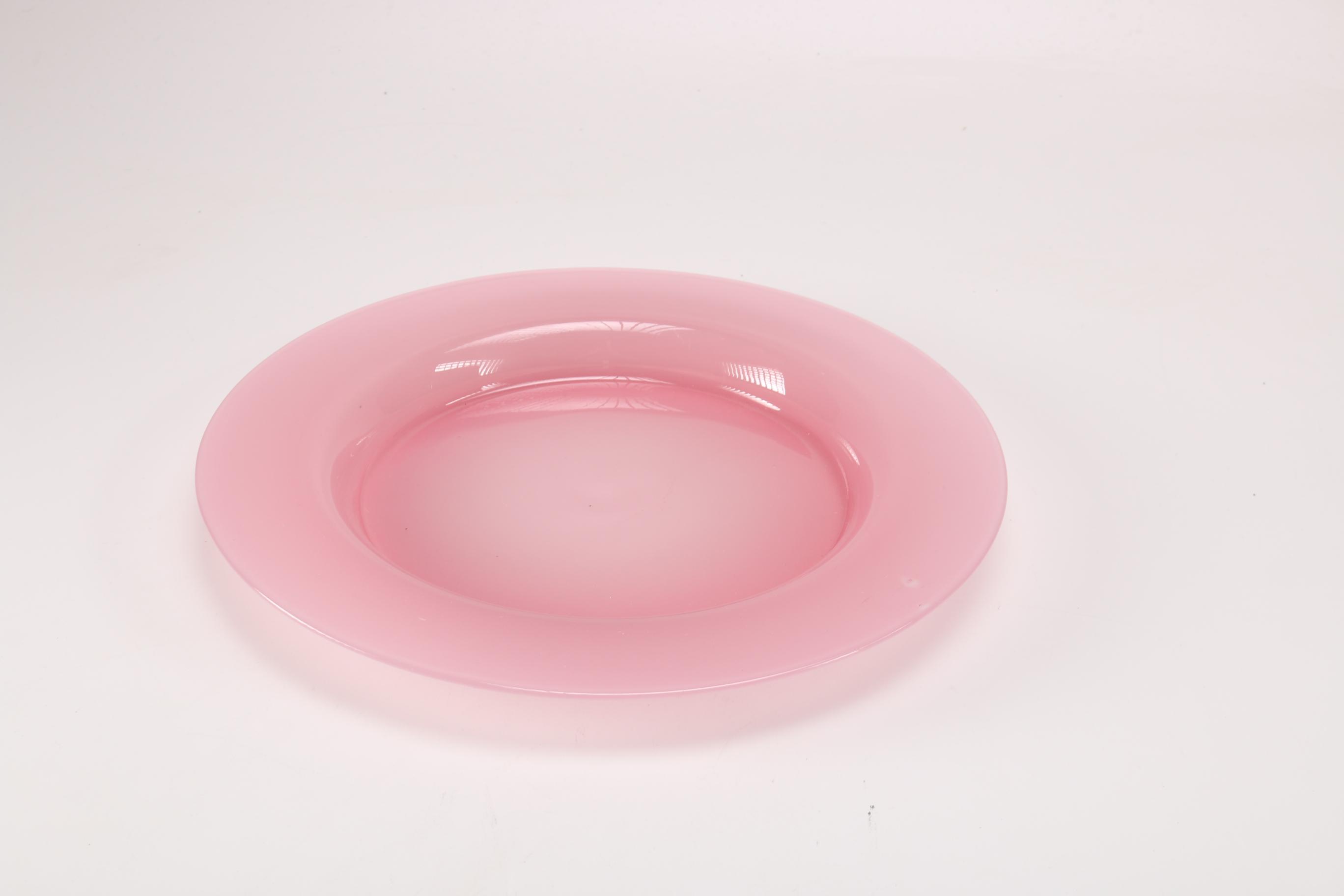 Steuben Rosaline and Alabaster Platter And Bowl