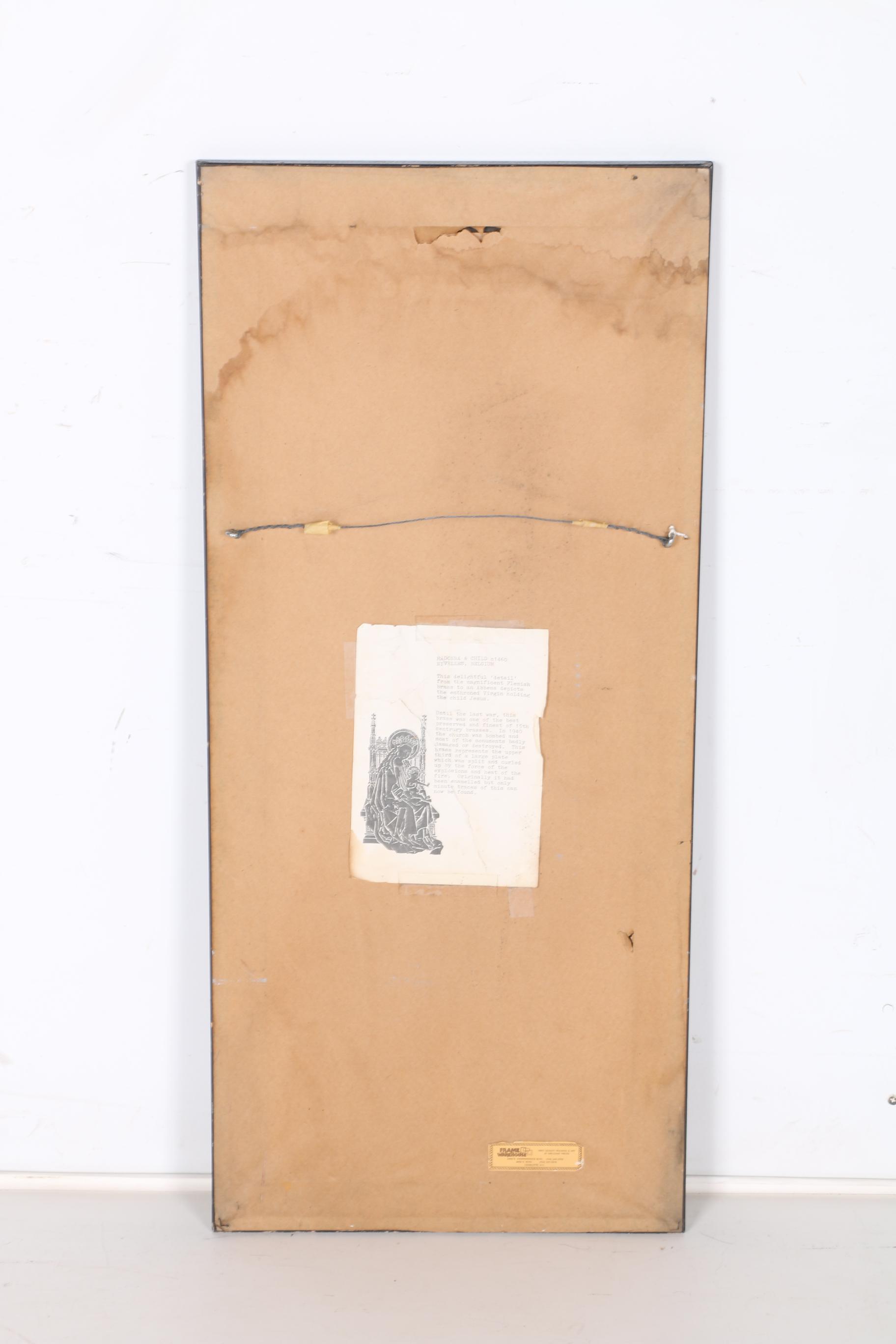Brass Rubbing From Belgian Madonna and Child
