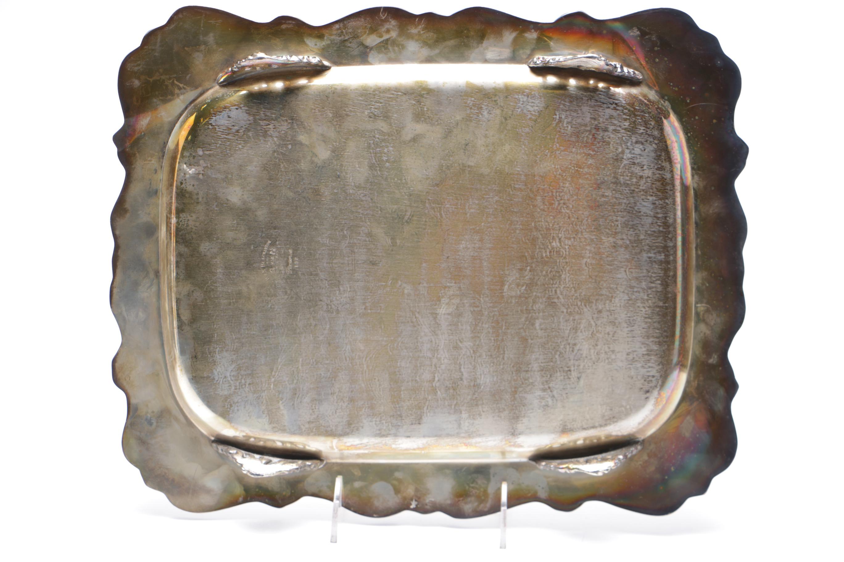 Variety of Etched Silver Plate Serving Trays