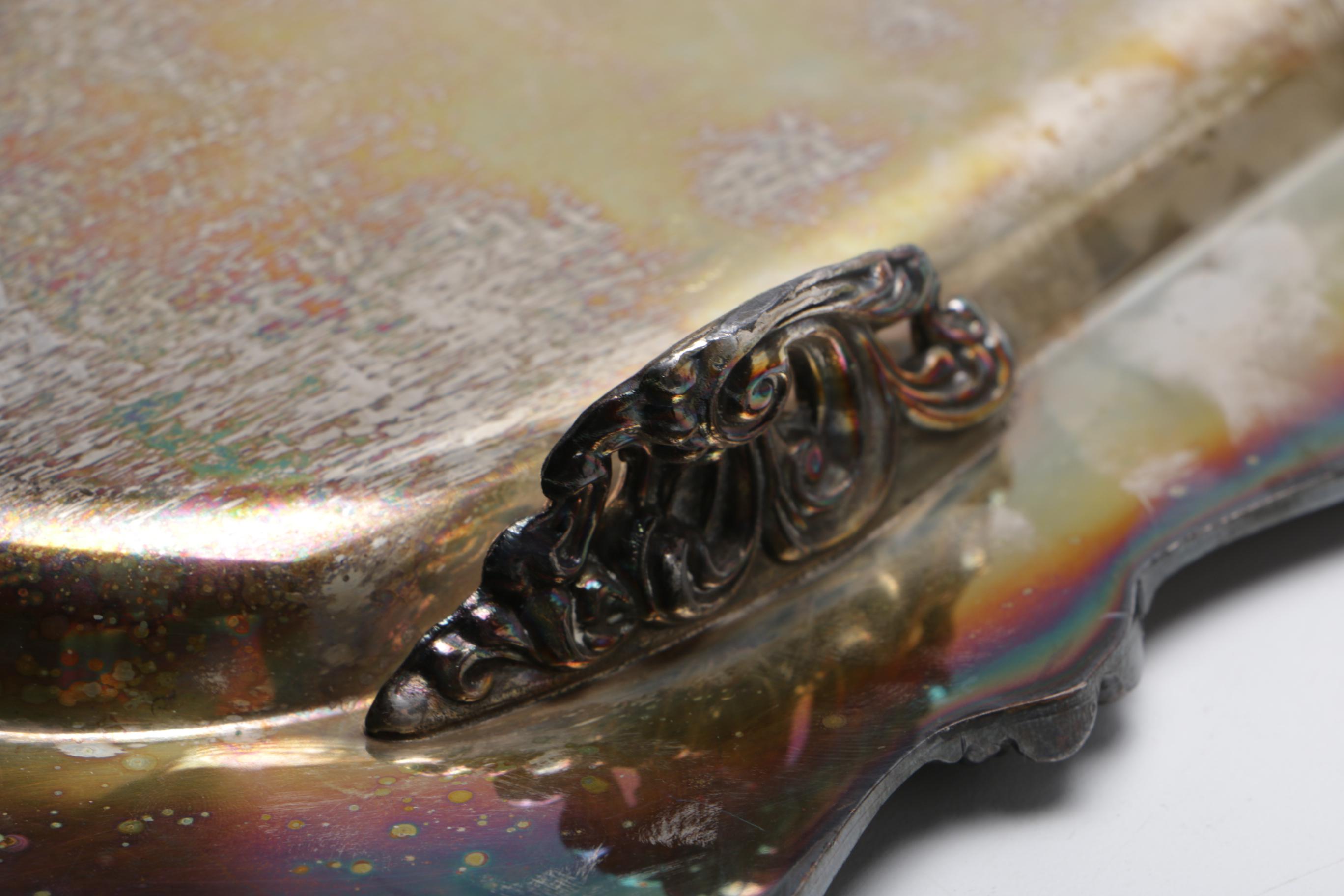 Variety of Etched Silver Plate Serving Trays