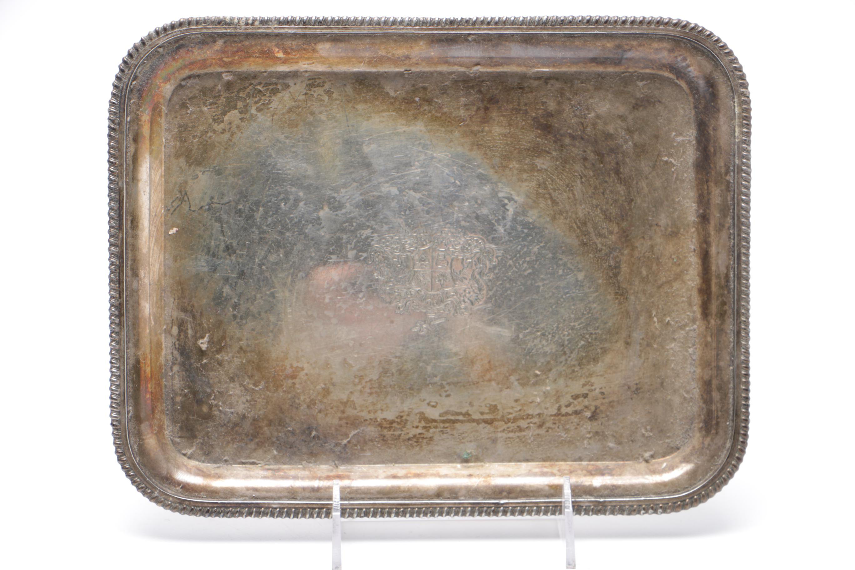 Variety of Etched Silver Plate Serving Trays