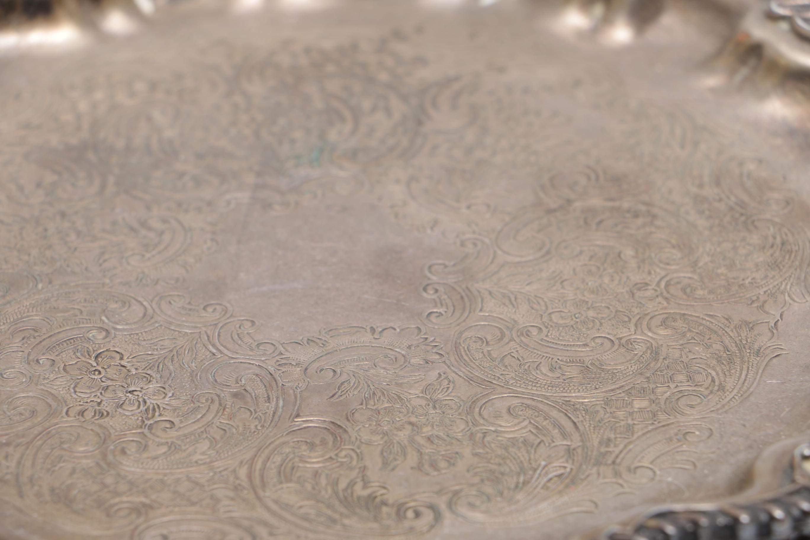 Variety of Etched Silver Plate Serving Trays