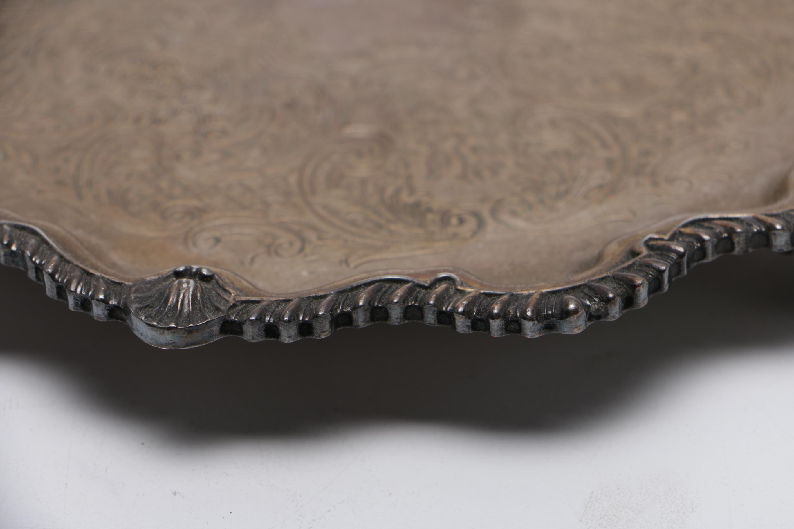 Variety of Etched Silver Plate Serving Trays