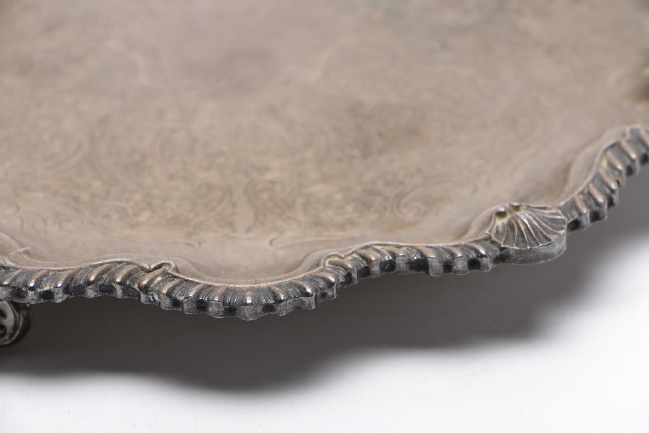 Variety of Etched Silver Plate Serving Trays