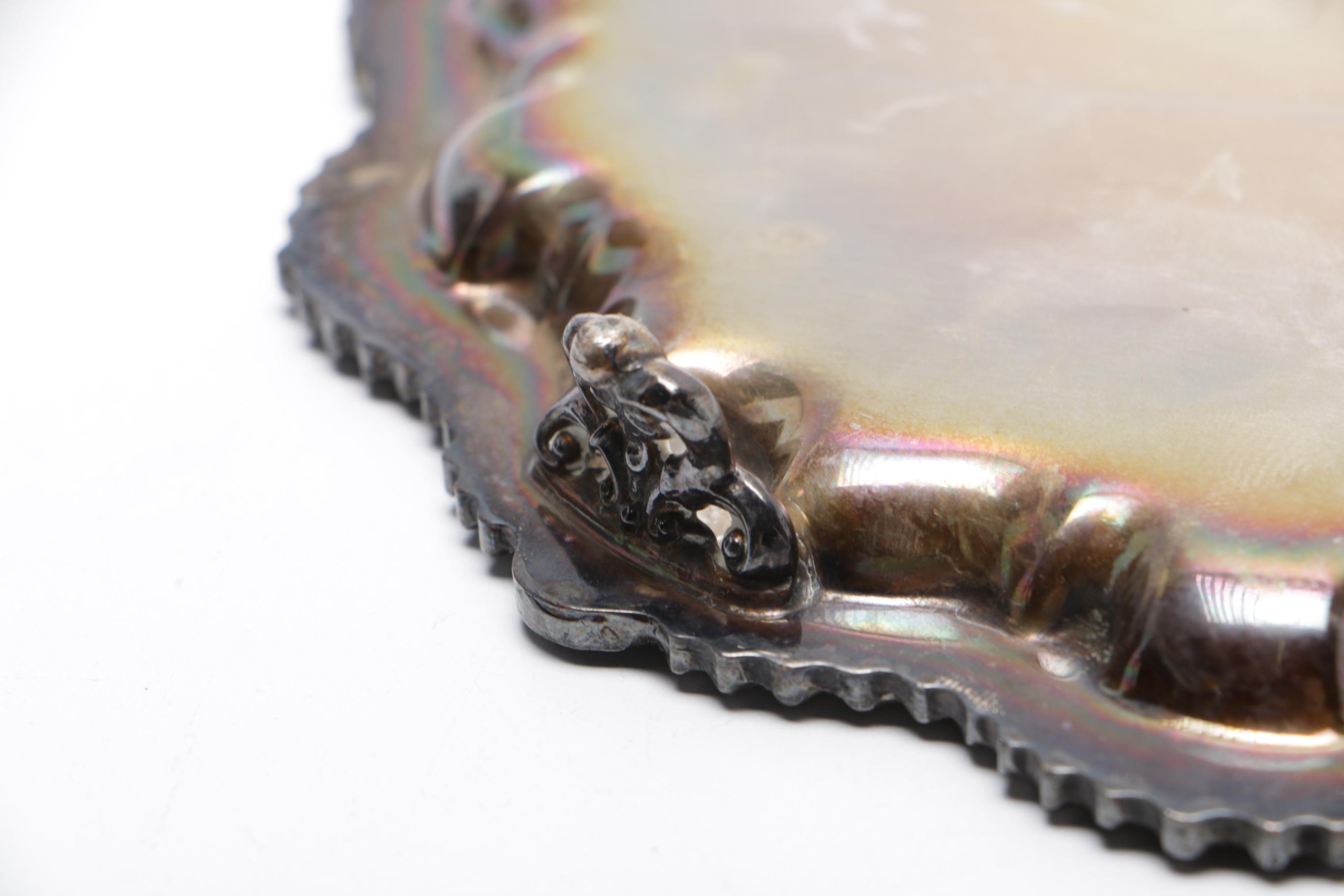 Variety of Etched Silver Plate Serving Trays