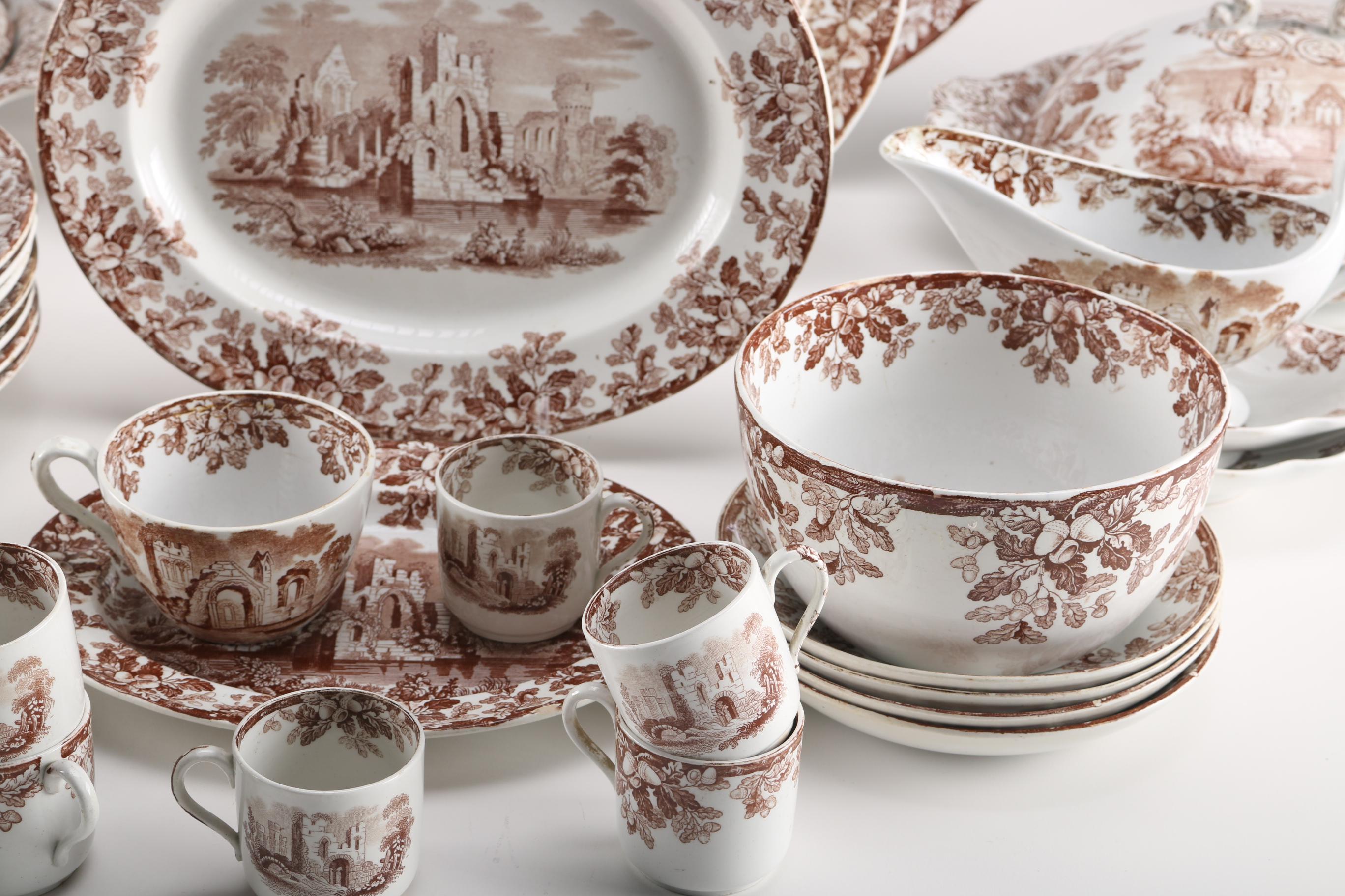 Vintage Copeland Brown Transfer Ware