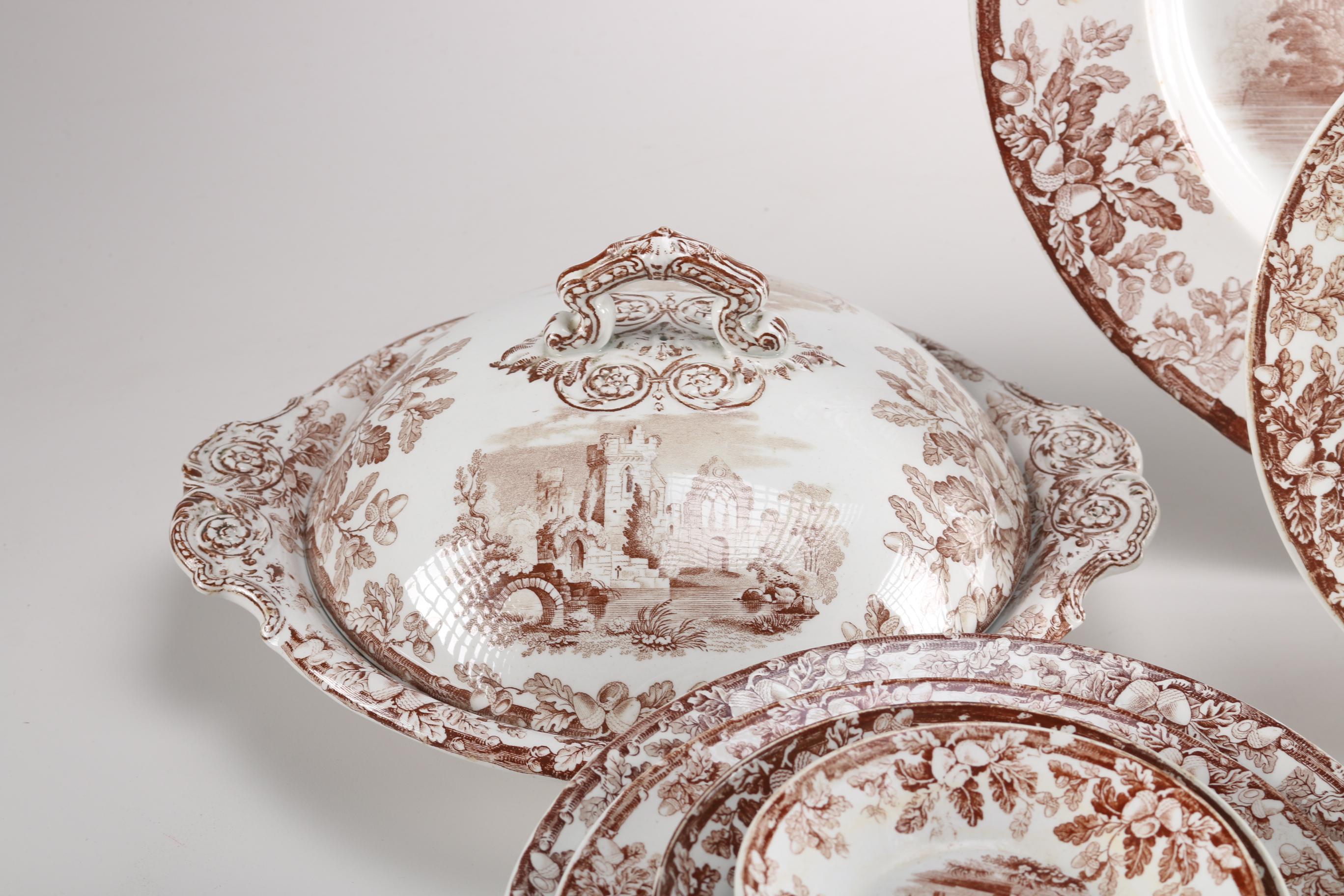 Vintage Copeland Brown Transfer Ware