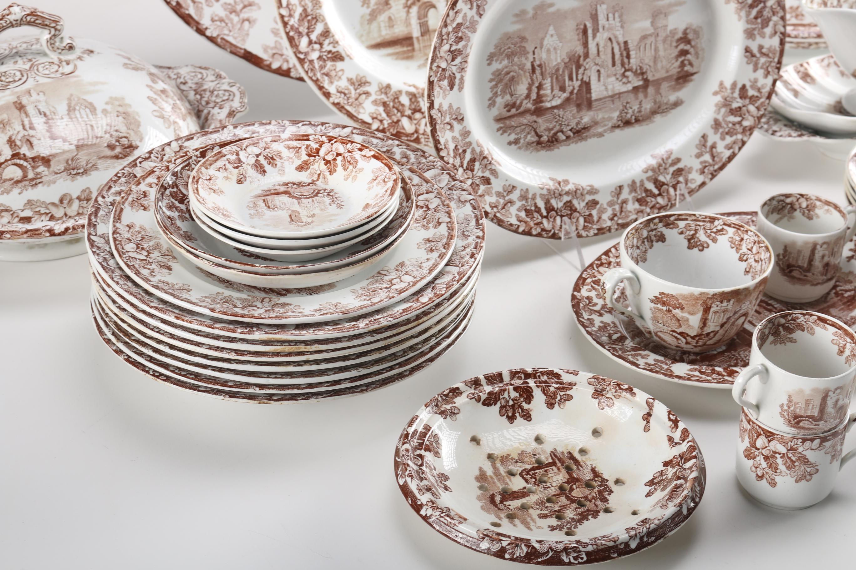 Vintage Copeland Brown Transfer Ware