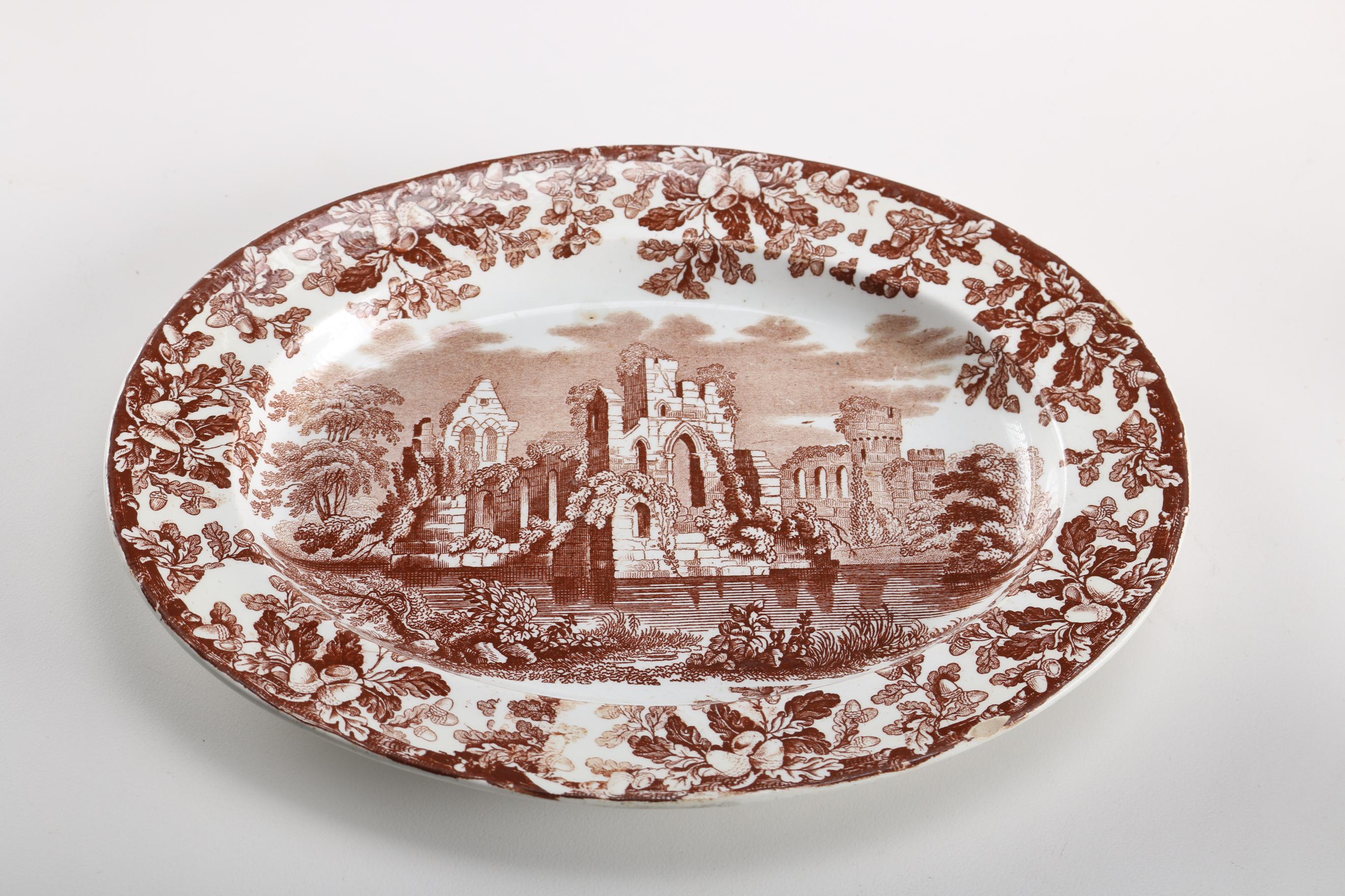 Vintage Copeland Brown Transfer Ware