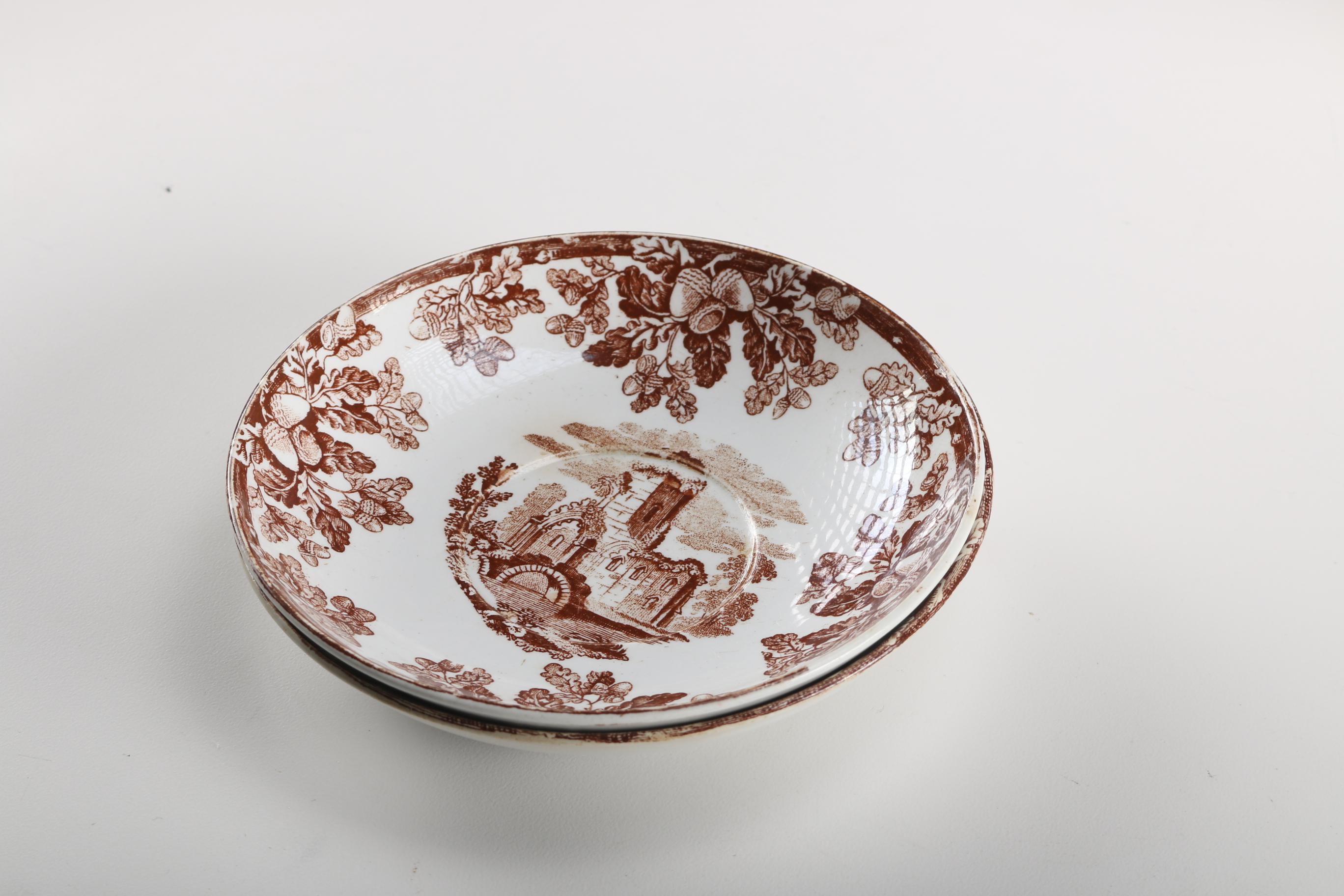 Vintage Copeland Brown Transfer Ware