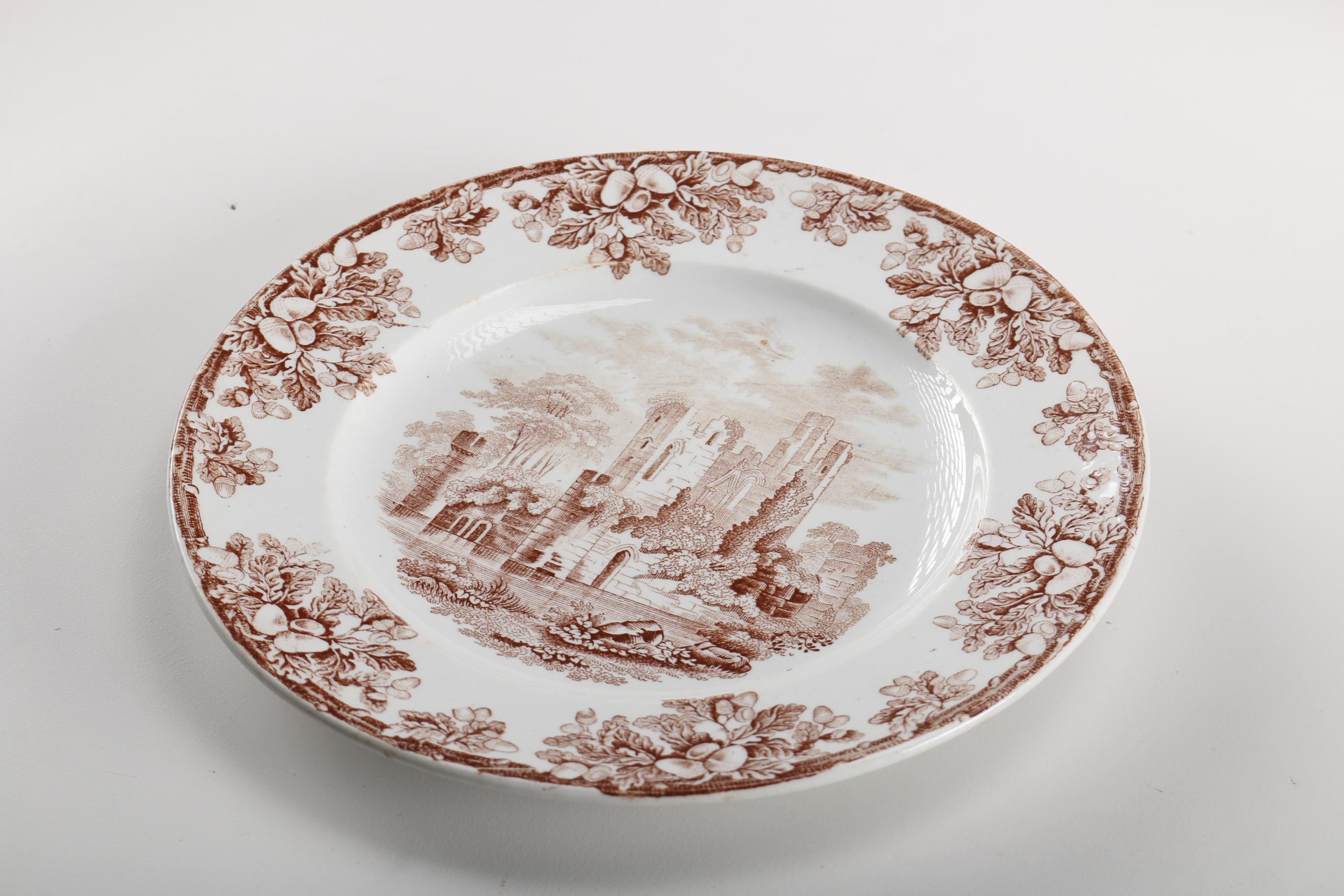 Vintage Copeland Brown Transfer Ware