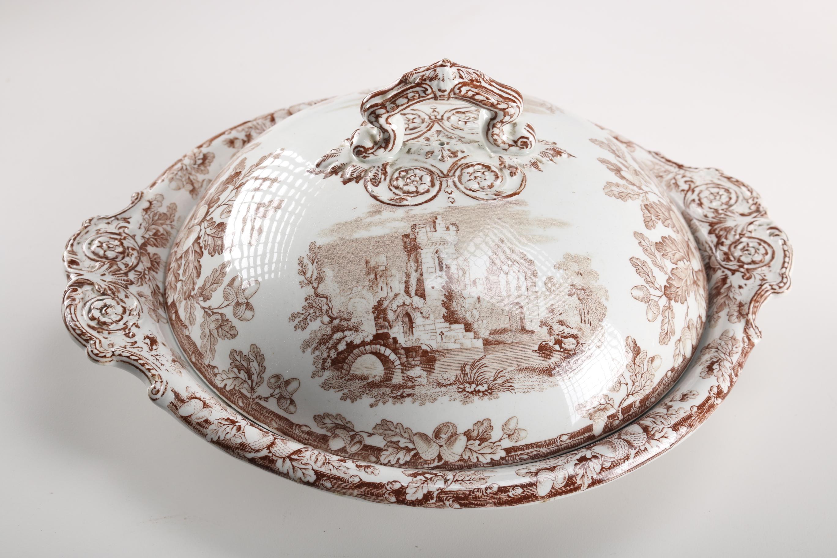 Vintage Copeland Brown Transfer Ware