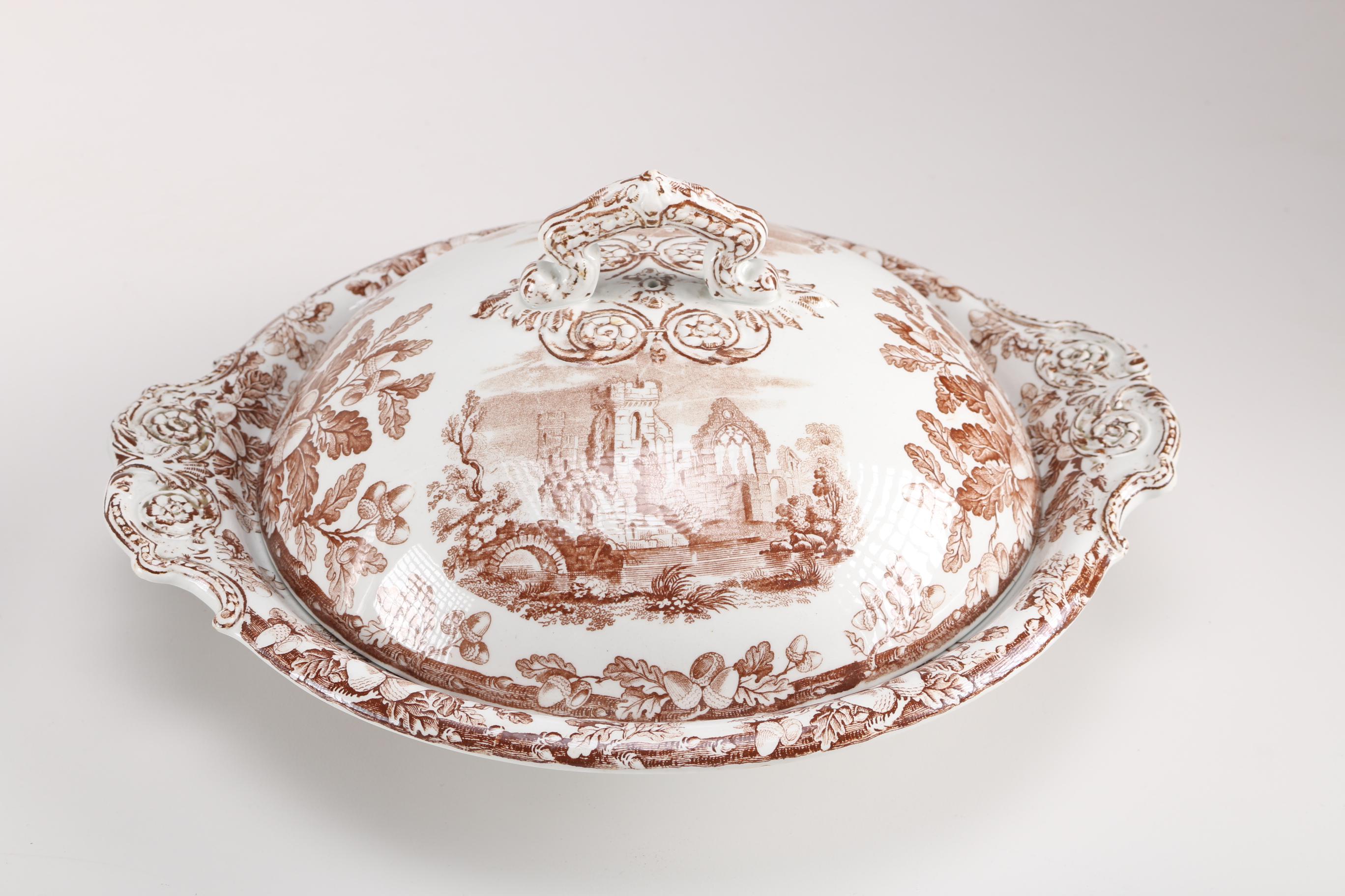 Vintage Copeland Brown Transfer Ware