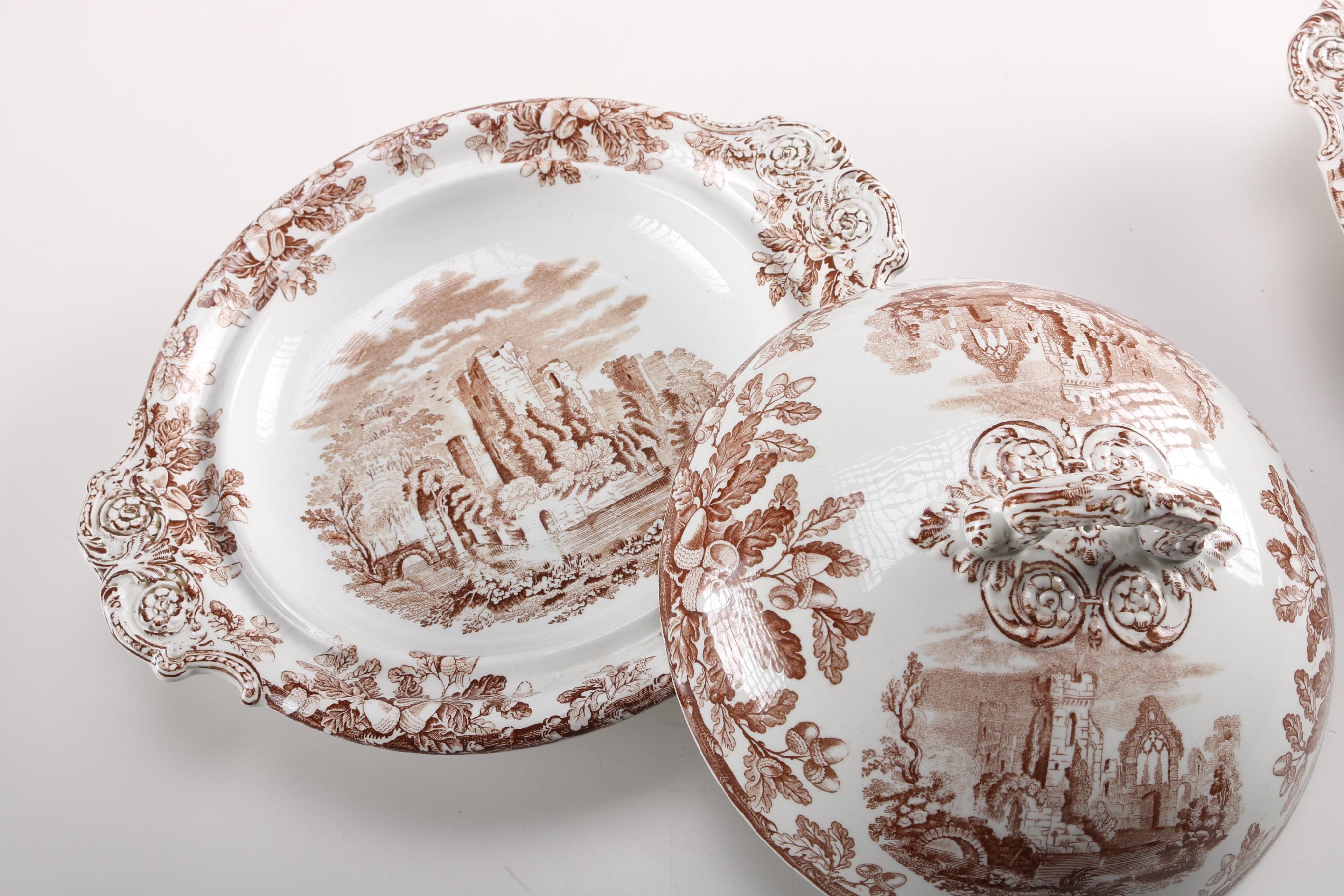 Vintage Copeland Brown Transfer Ware