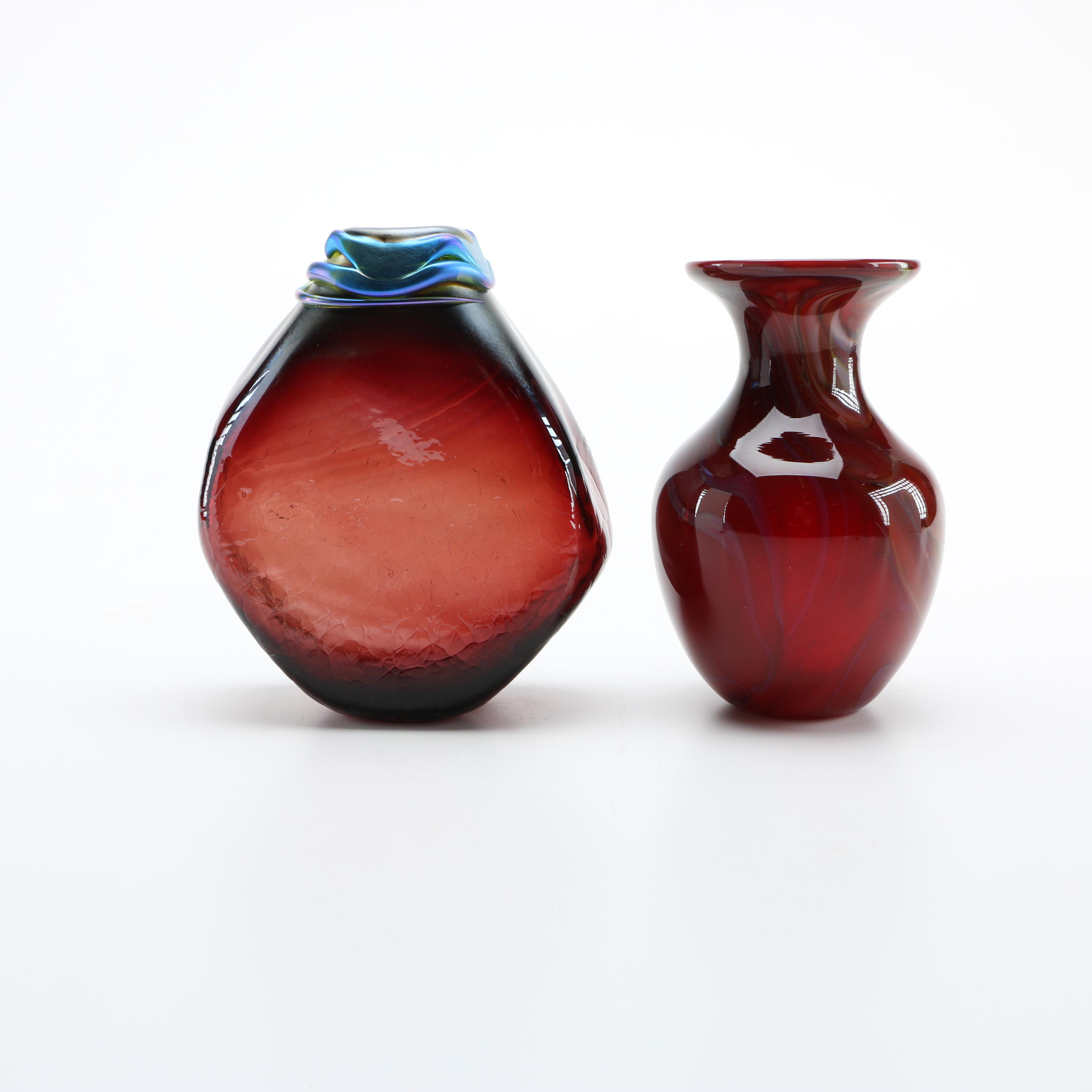 Richard Jolley and Loren Chapman Art Glass Vases