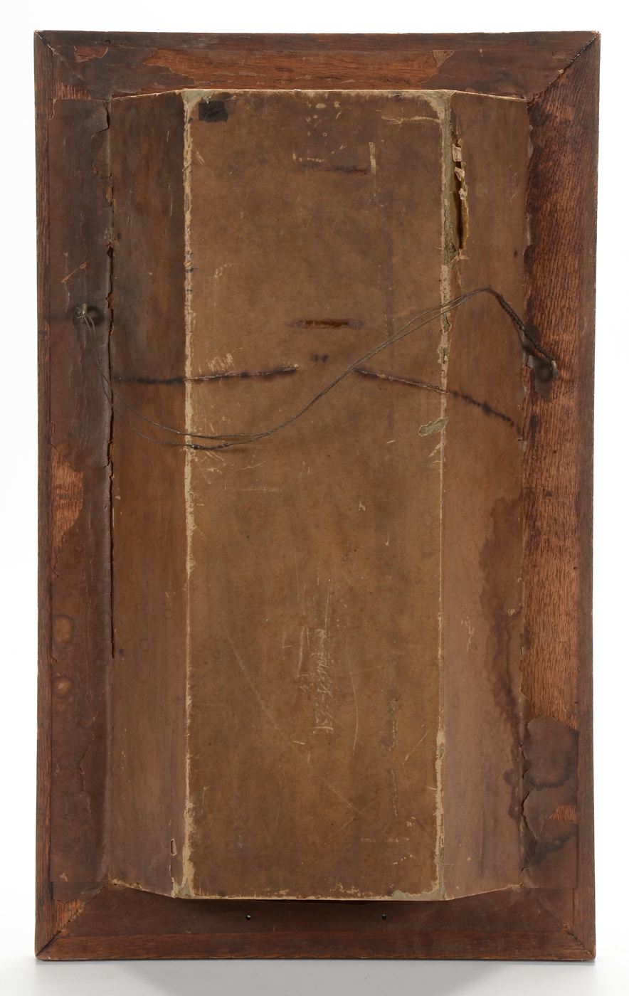 Antique Italian Folk Art Shadowbox Shrine for St. Rita of Cascia with Reverse Glass Painting