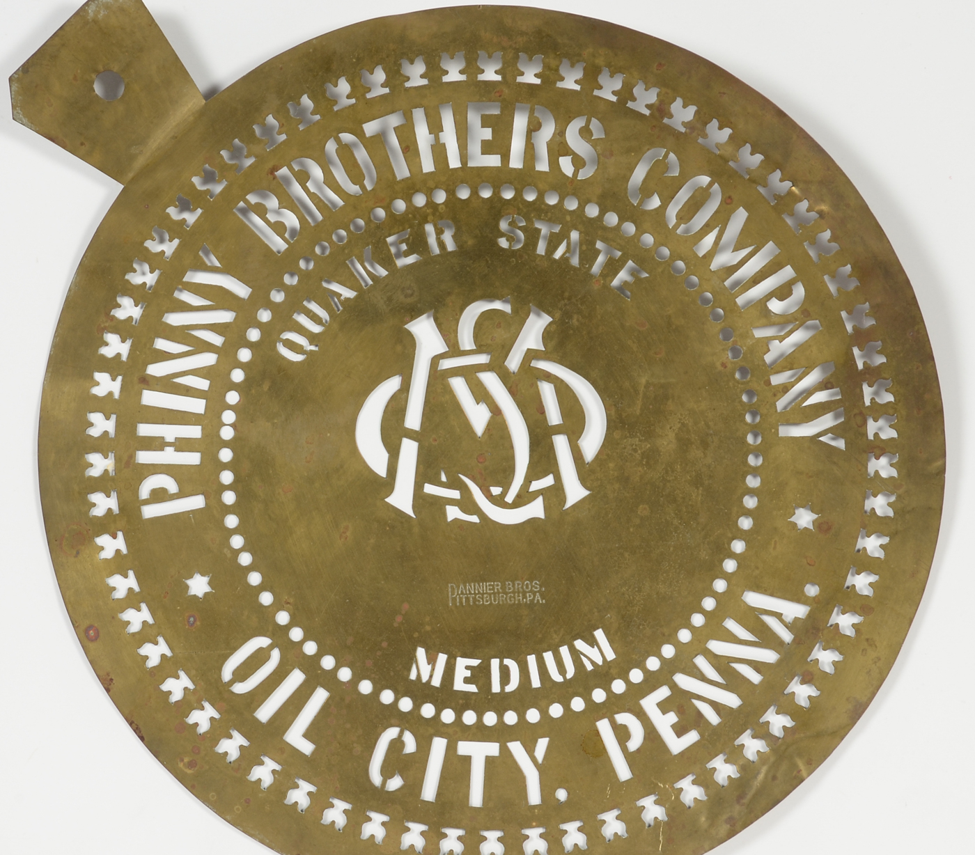 Vintage Quaker State Brass Stencil