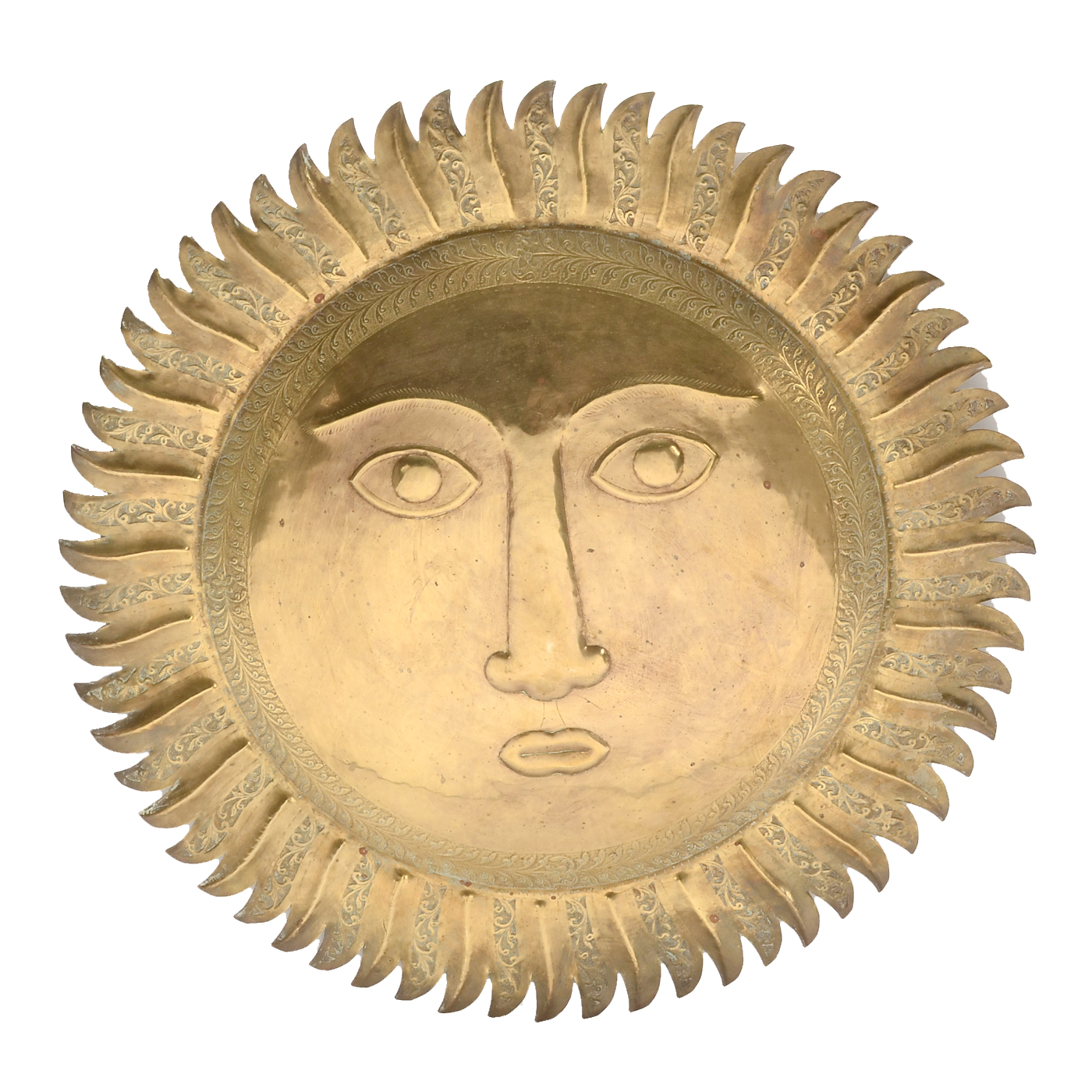 Hand-Crafted Brass Sun Wall Decor