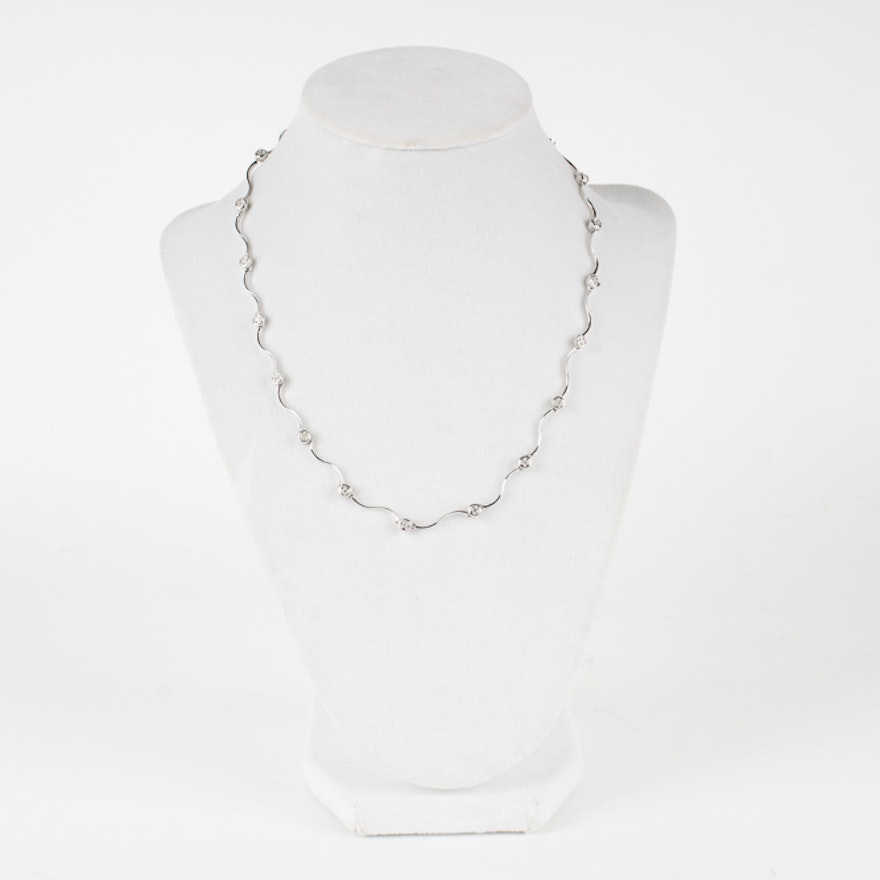 14K White Gold Diamond Necklace