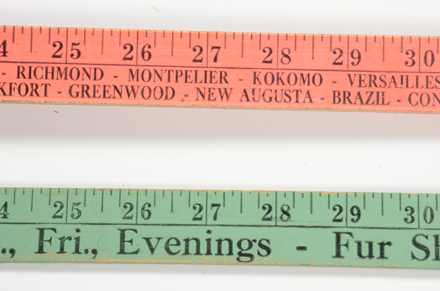 Six Vintage Promotional Wooden Rulers, Including Funeral Homes