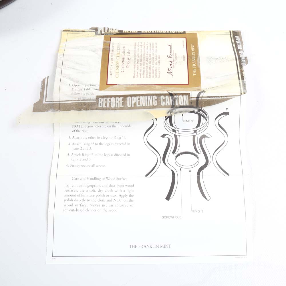 Franklin Mint Chinese Checkers Display Table