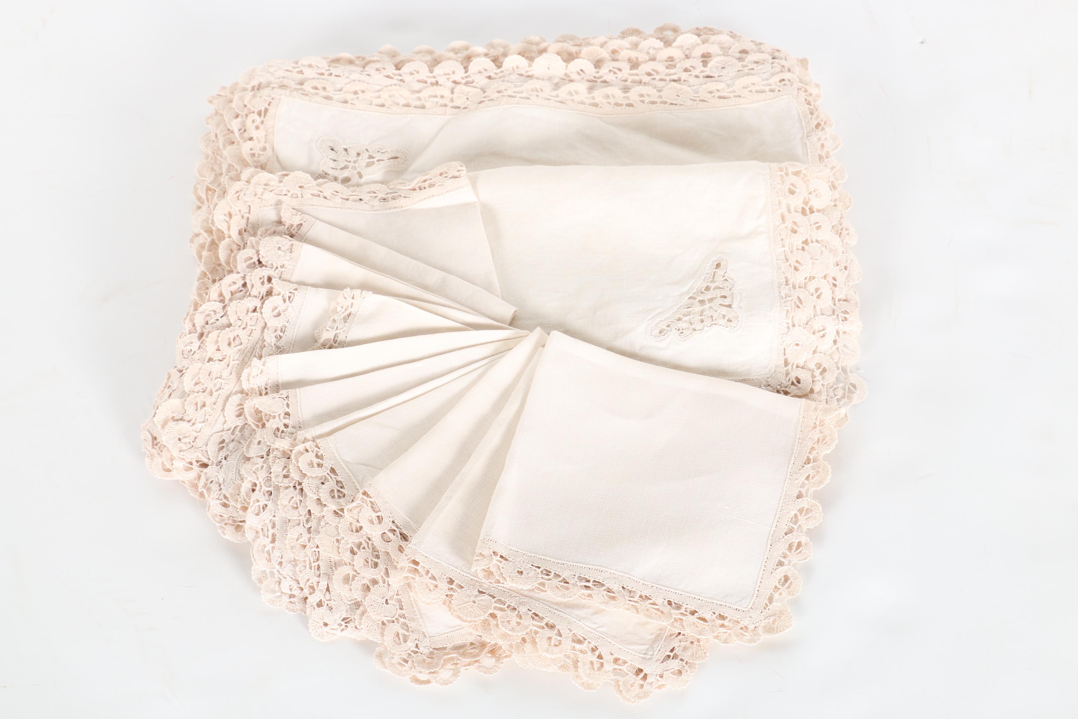 Decorative Table Linens with Lace and Embroidery Featuring Statements Collection by C&W Imports