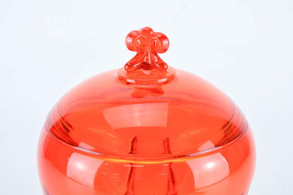 Two Vintage Amberina Candy Dishes