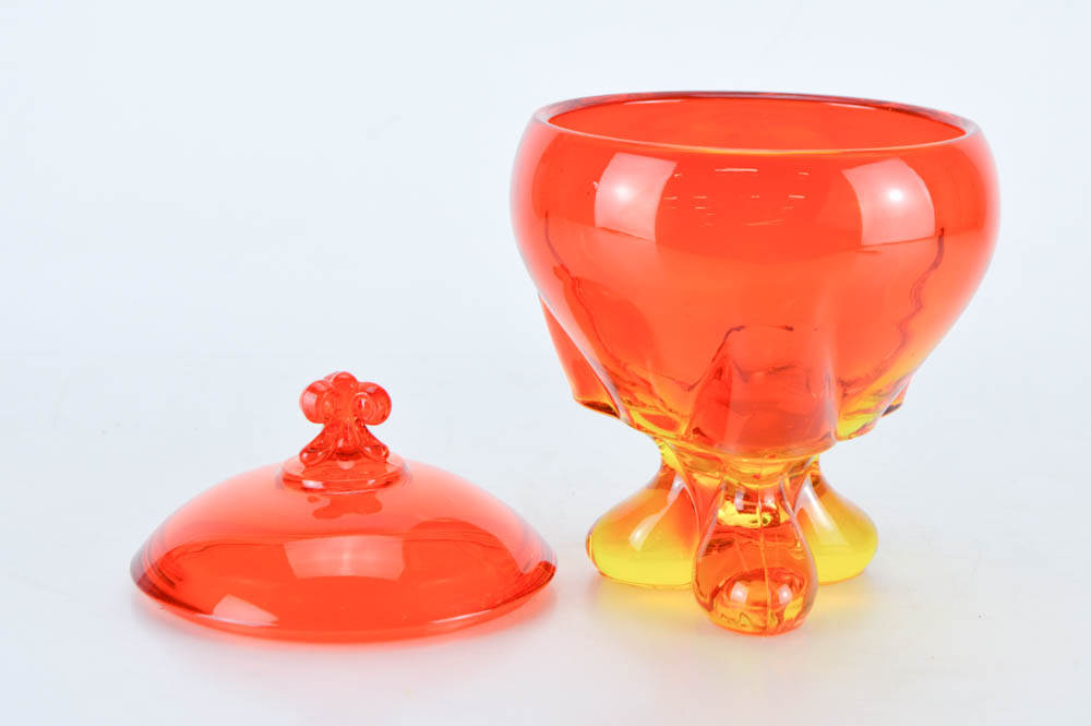 Two Vintage Amberina Candy Dishes